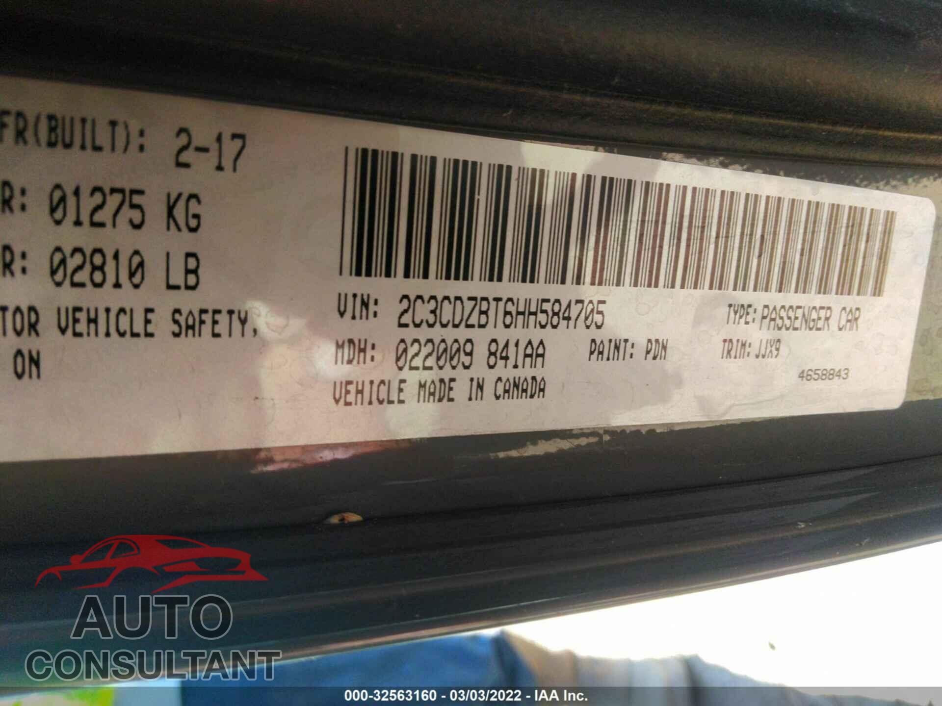 DODGE CHALLENGER 2017 - 2C3CDZBT6HH584705
