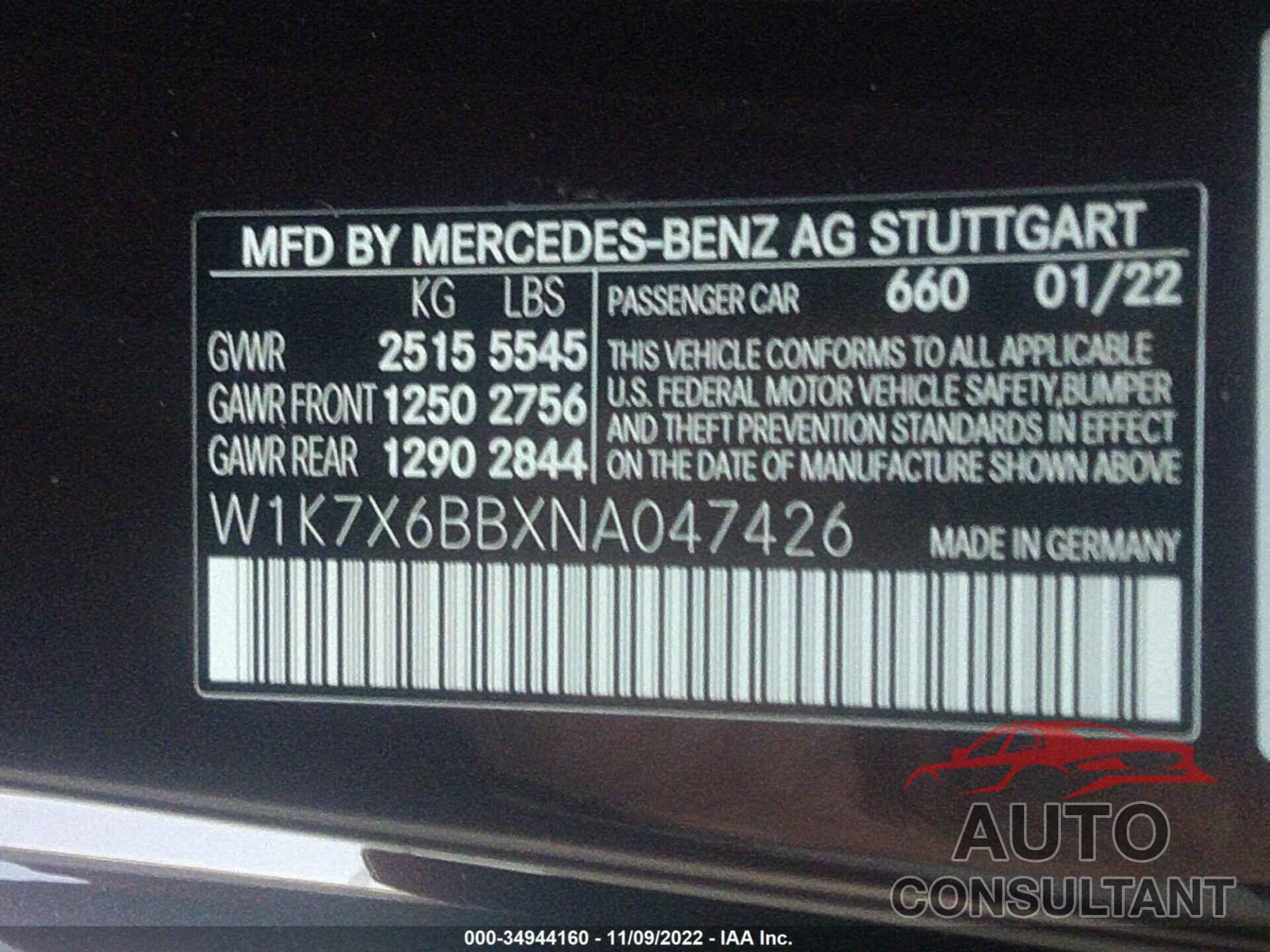 MERCEDES-BENZ AMG GT 2022 - W1K7X6BBXNA047426