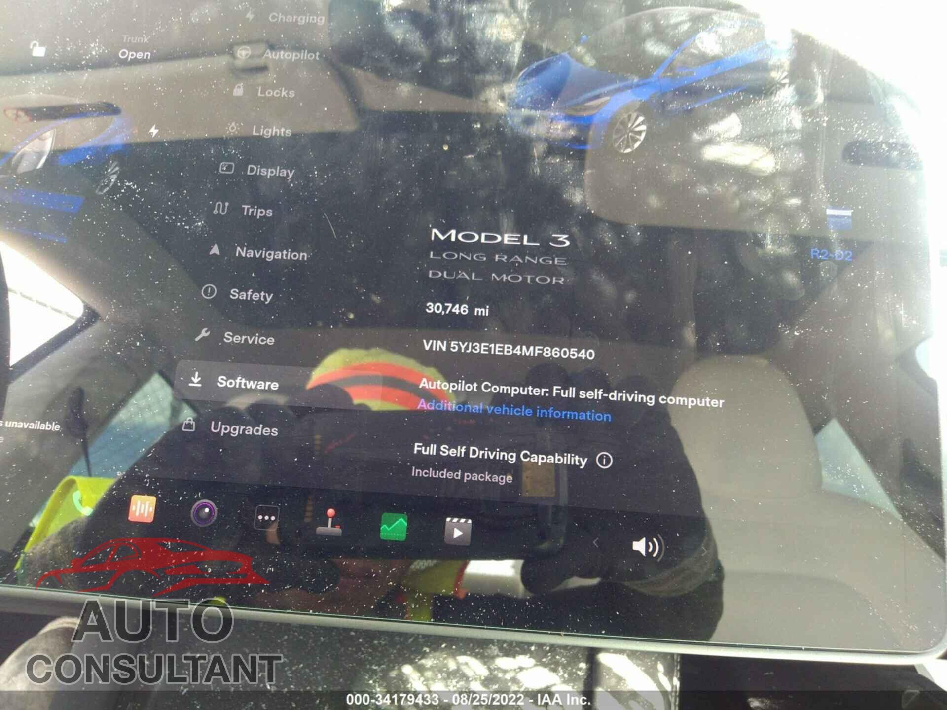 TESLA MODEL 3 2021 - 5YJ3E1EB4MF860540