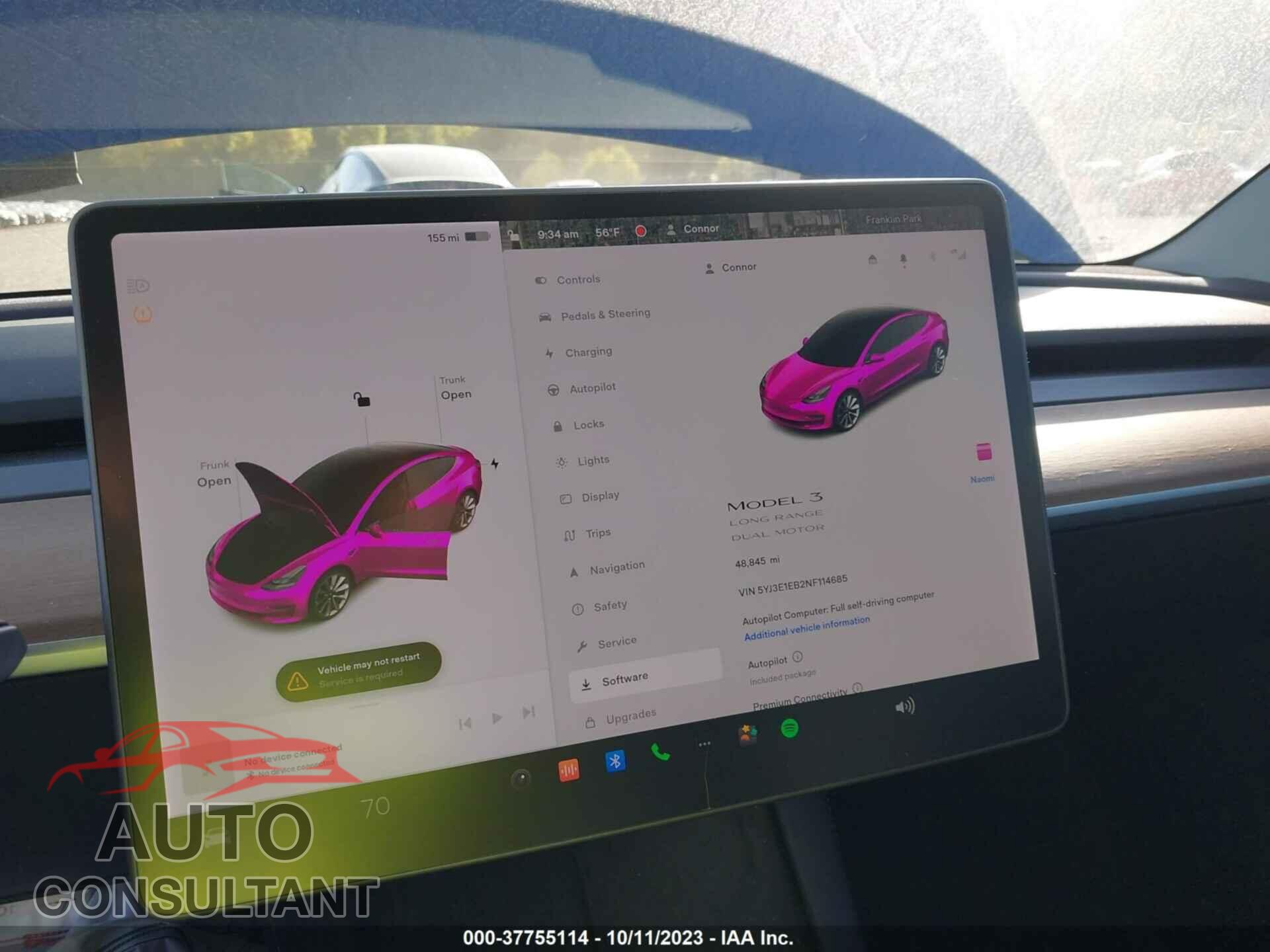 TESLA MODEL 3 2022 - 5YJ3E1EB2NF114685