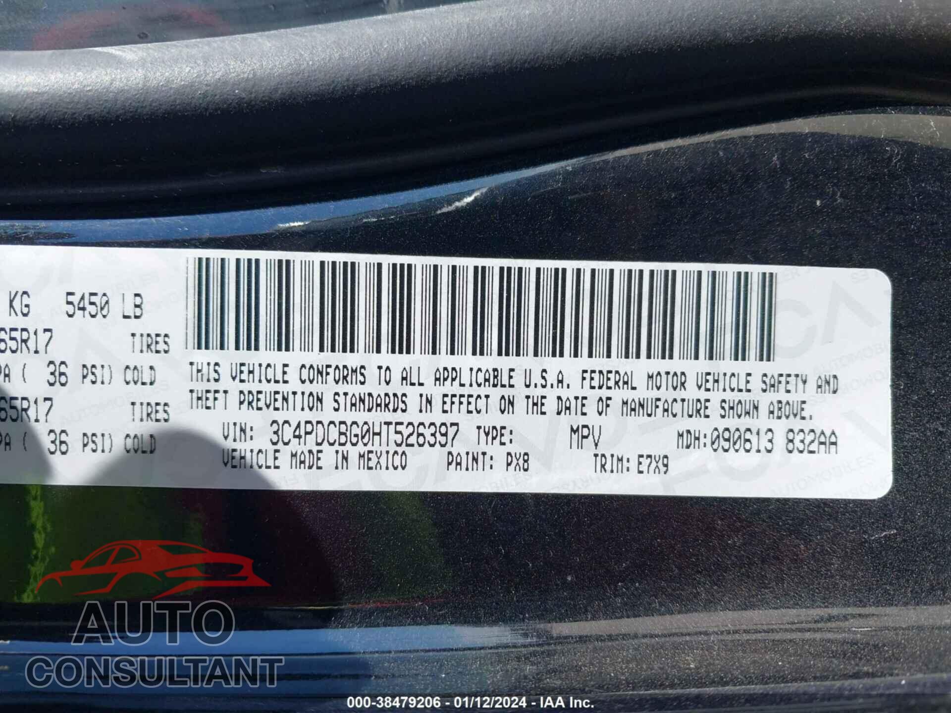 DODGE JOURNEY 2017 - 3C4PDCBG0HT526397