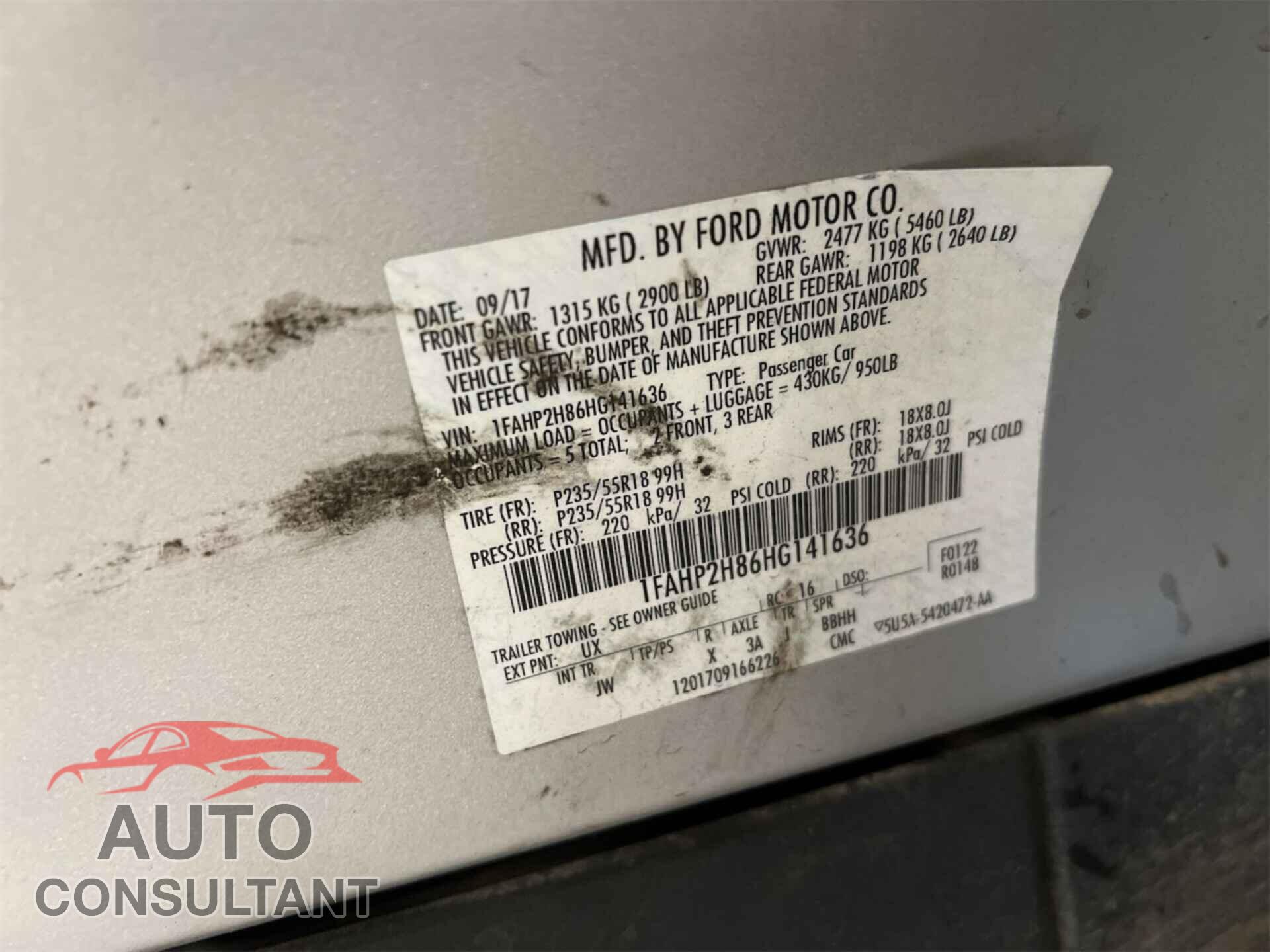 FORD TAURUS 2017 - 1FAHP2H86HG141636