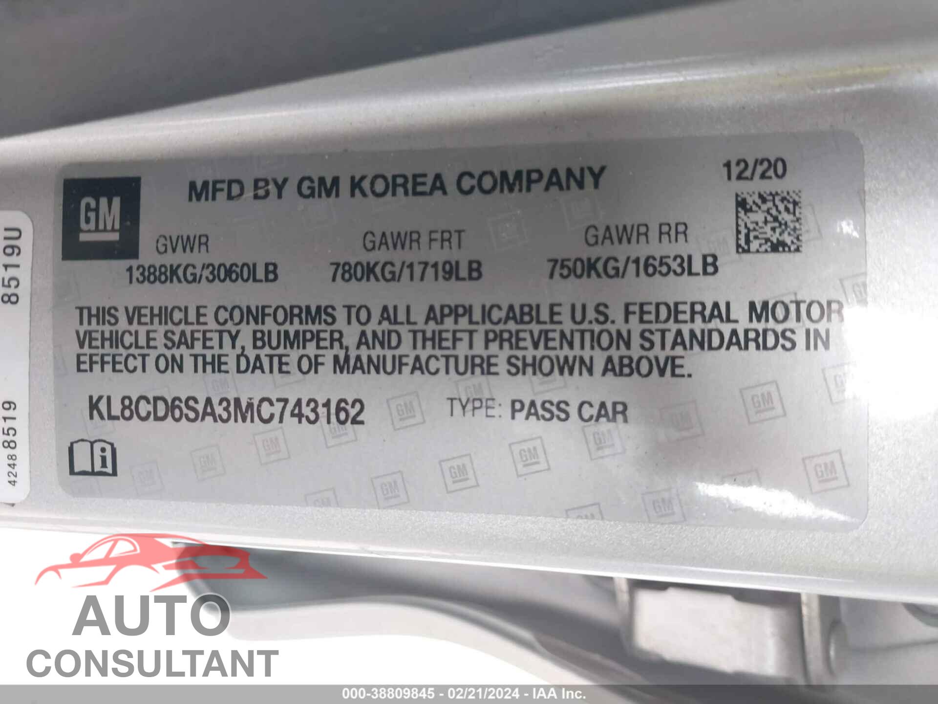 CHEVROLET SPARK 2021 - KL8CD6SA3MC743162