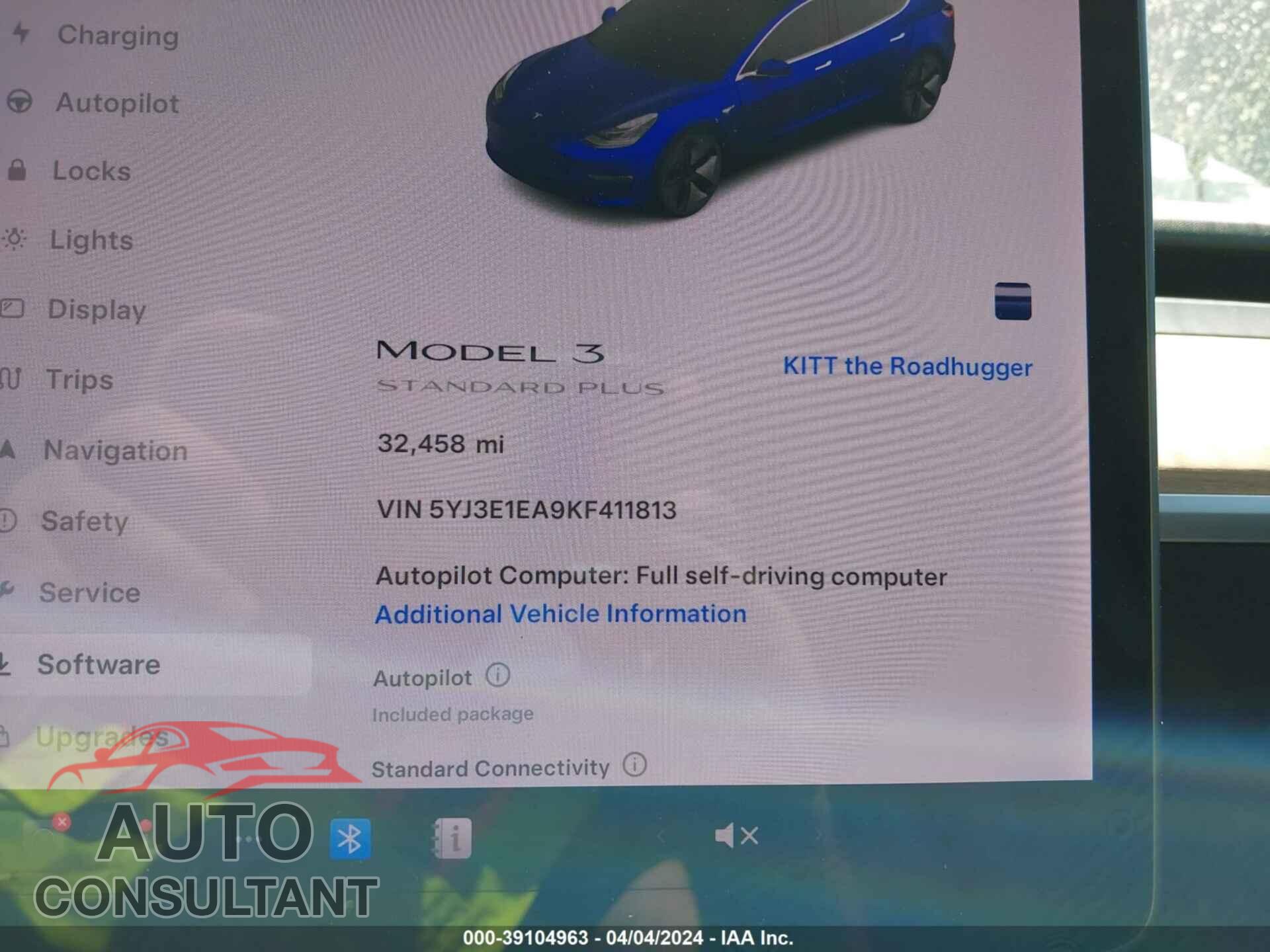 TESLA MODEL 3 2019 - 5YJ3E1EA9KF411813