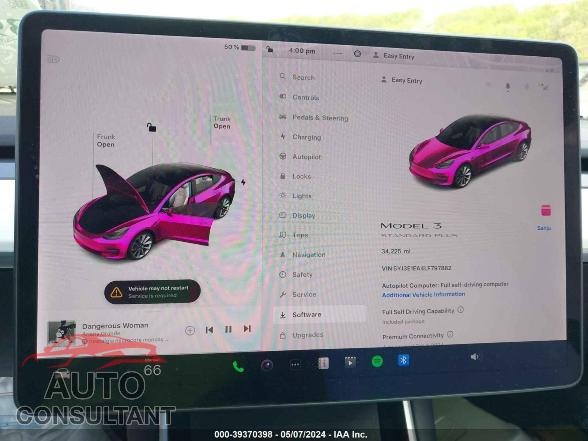 TESLA MODEL 3 2020 - 5YJ3E1EA4LF797882