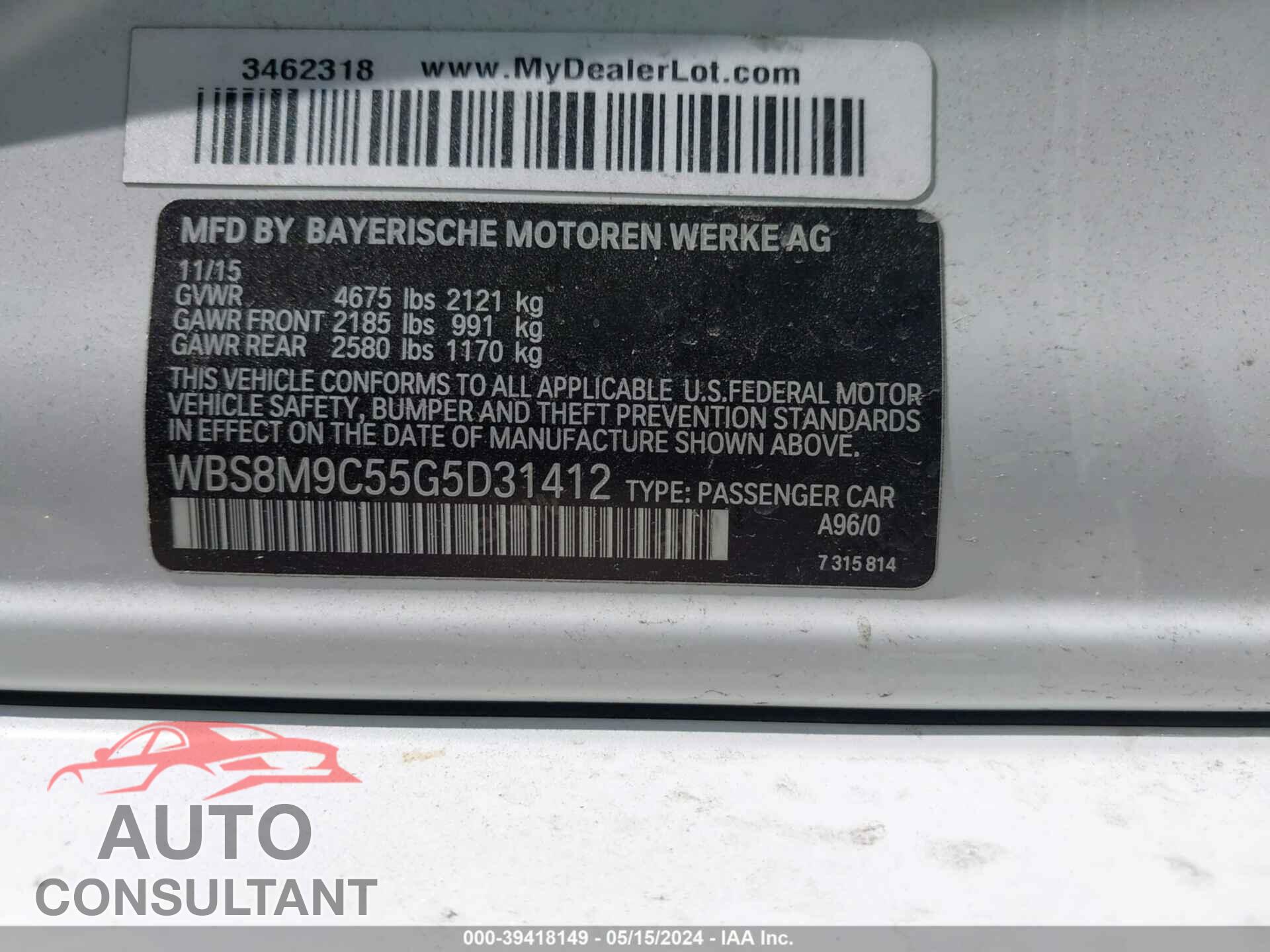 BMW M3 2016 - WBS8M9C55G5D31412