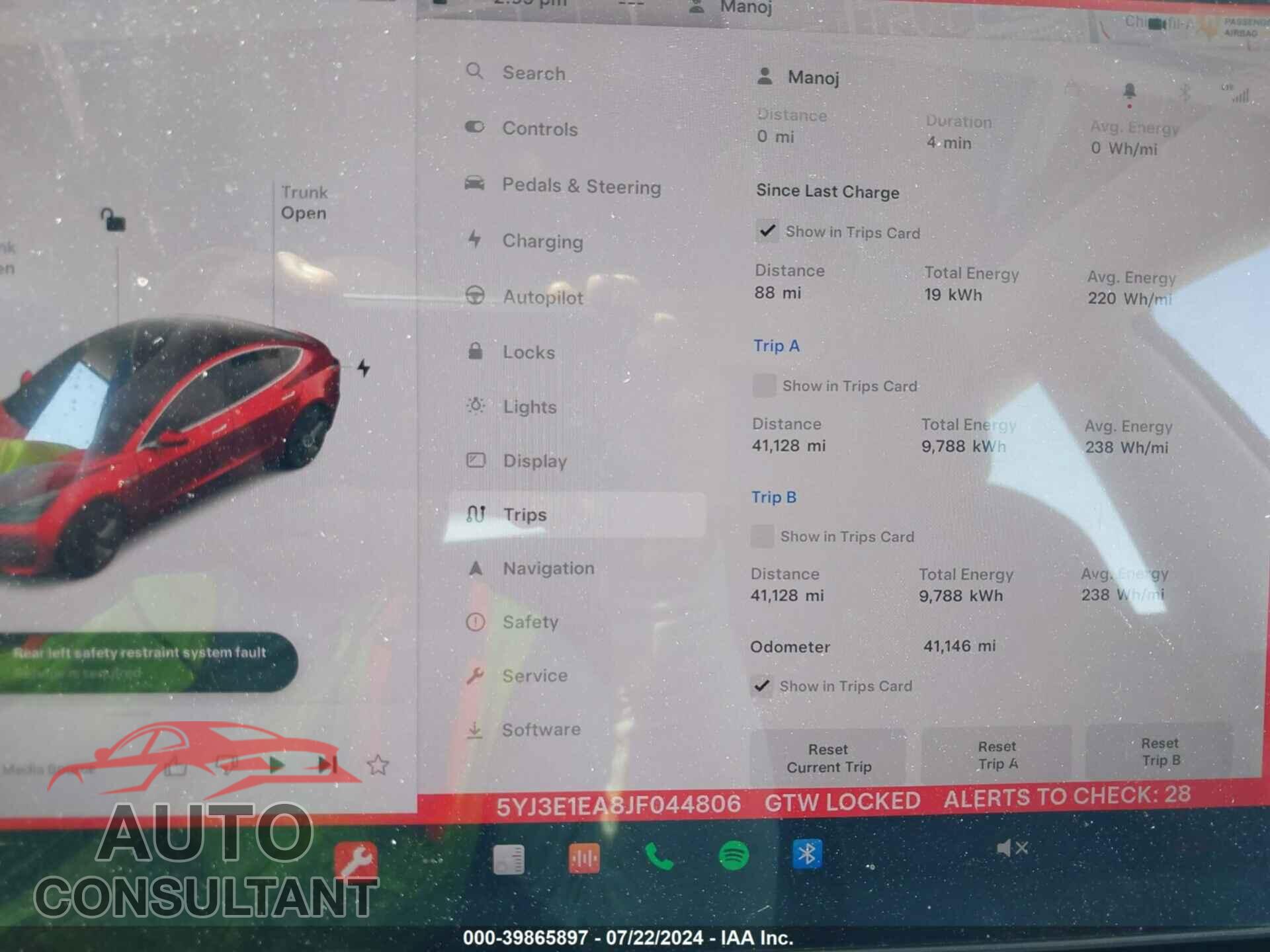 TESLA MODEL 3 2018 - 5YJ3E1EA8JF044806