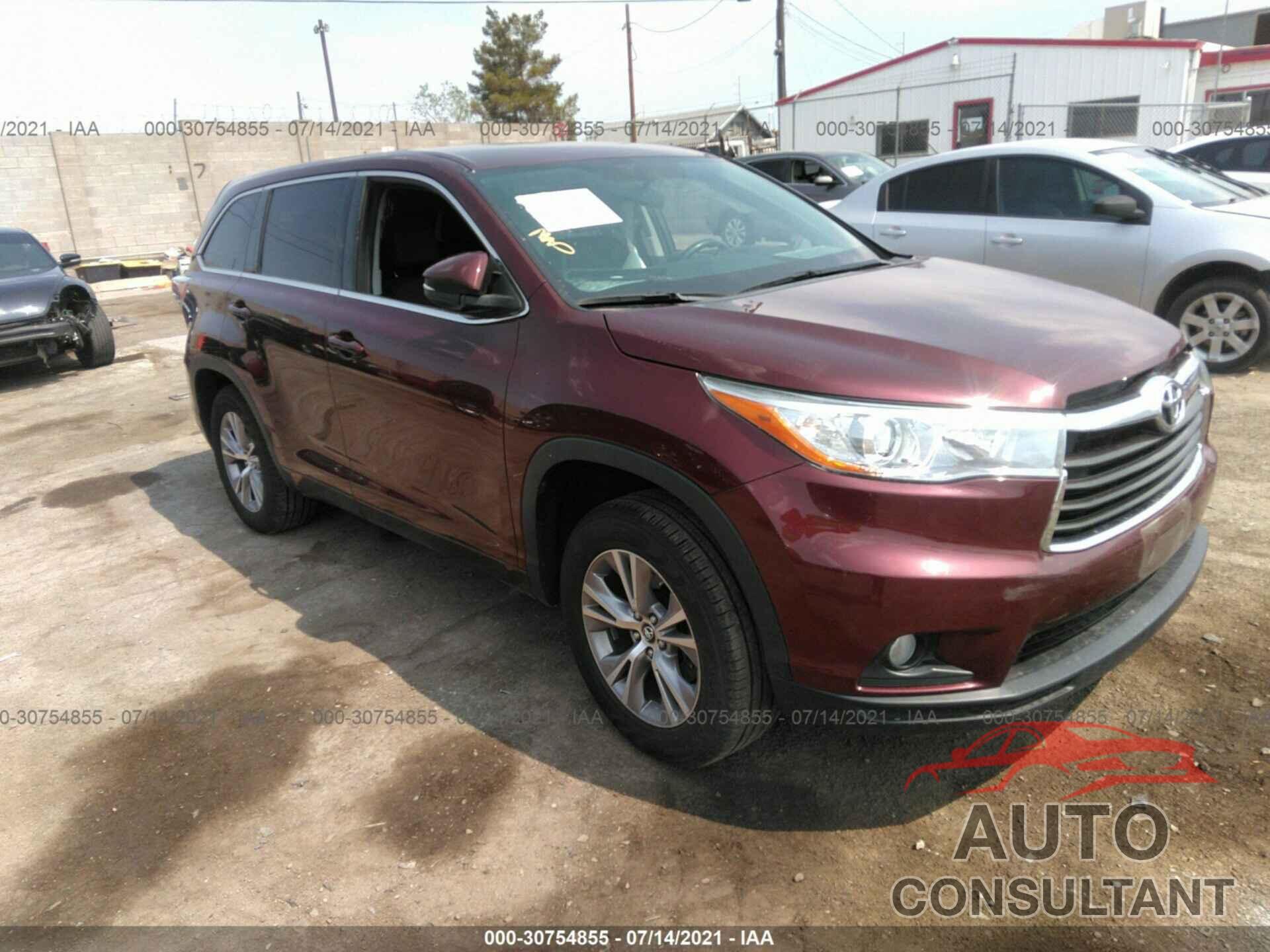 TOYOTA HIGHLANDER 2016 - 5TDZKRFH6GS147997