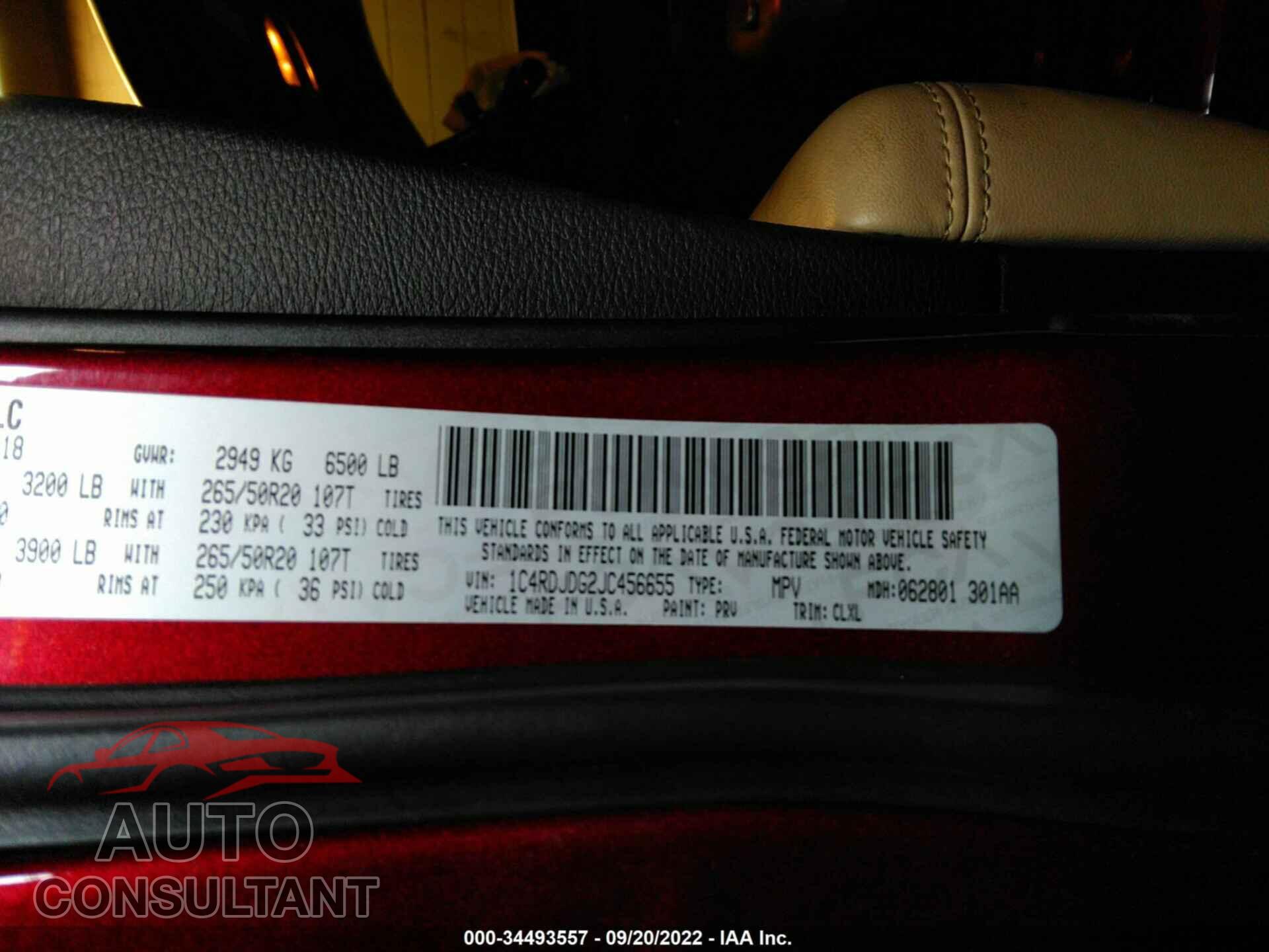 DODGE DURANGO 2018 - 1C4RDJDG2JC456655