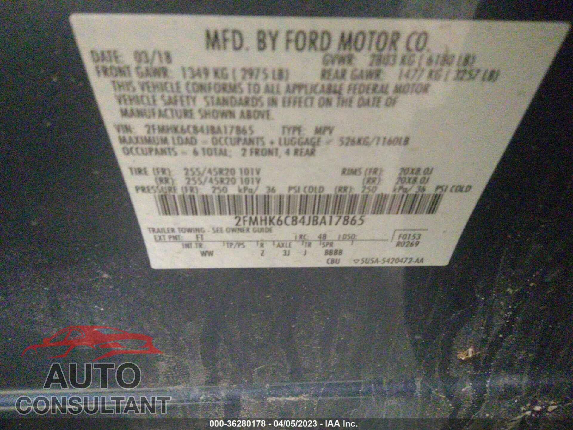 FORD FLEX 2018 - 2FMHK6C84JBA17865