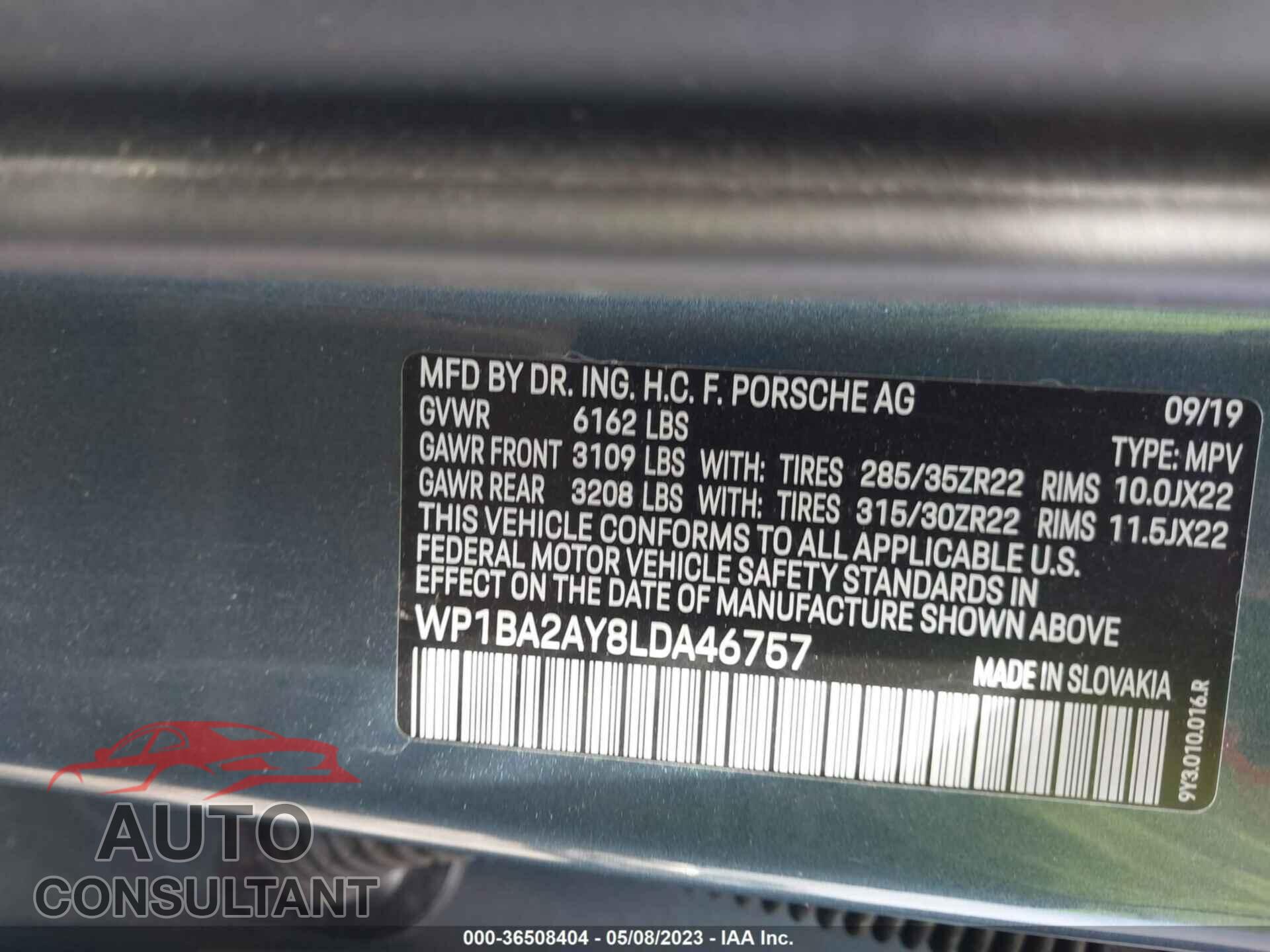 PORSCHE CAYENNE 2020 - WP1BA2AY8LDA46757