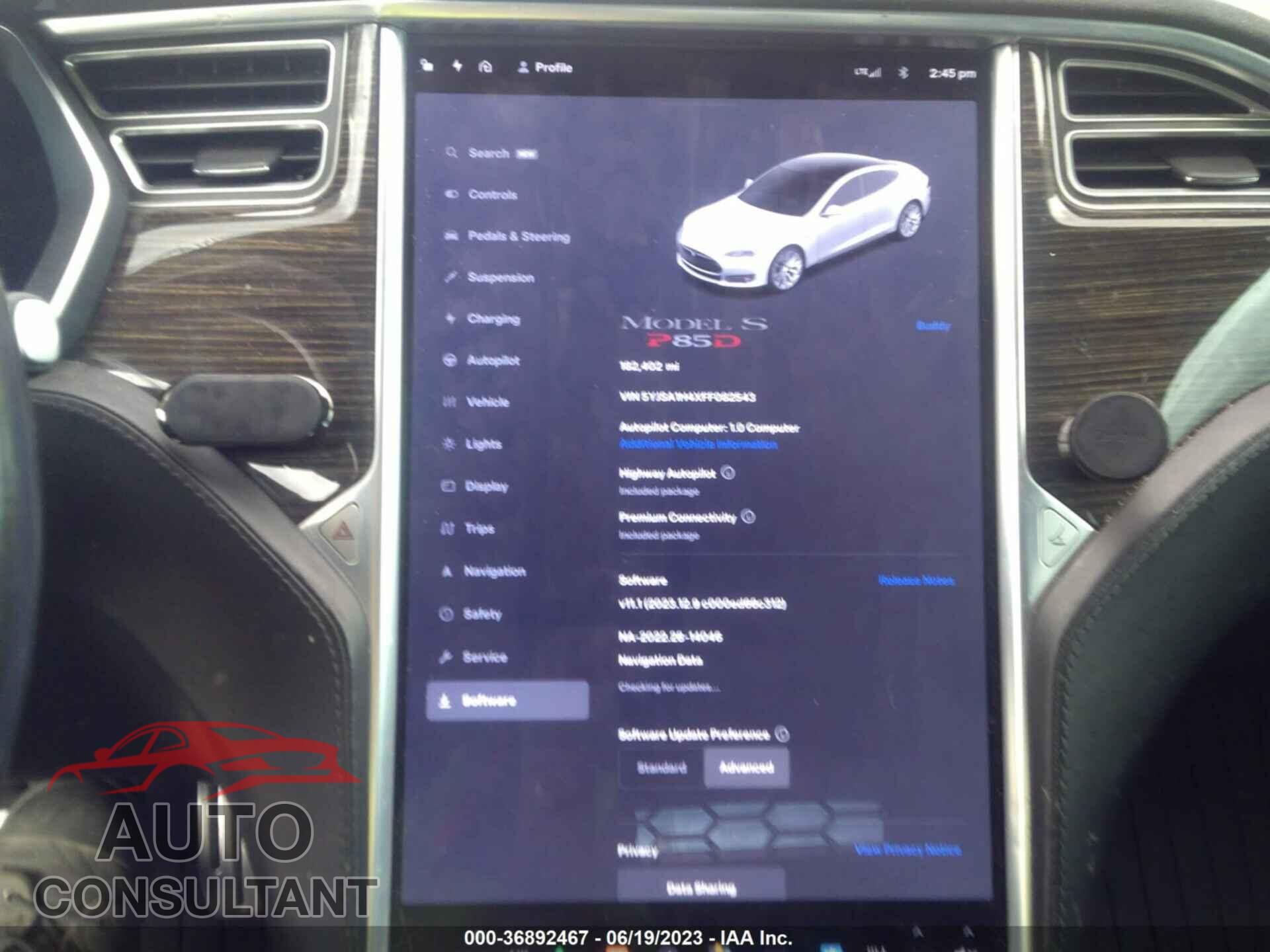 TESLA MODEL S 2015 - 5YJSA1H4XFF082543