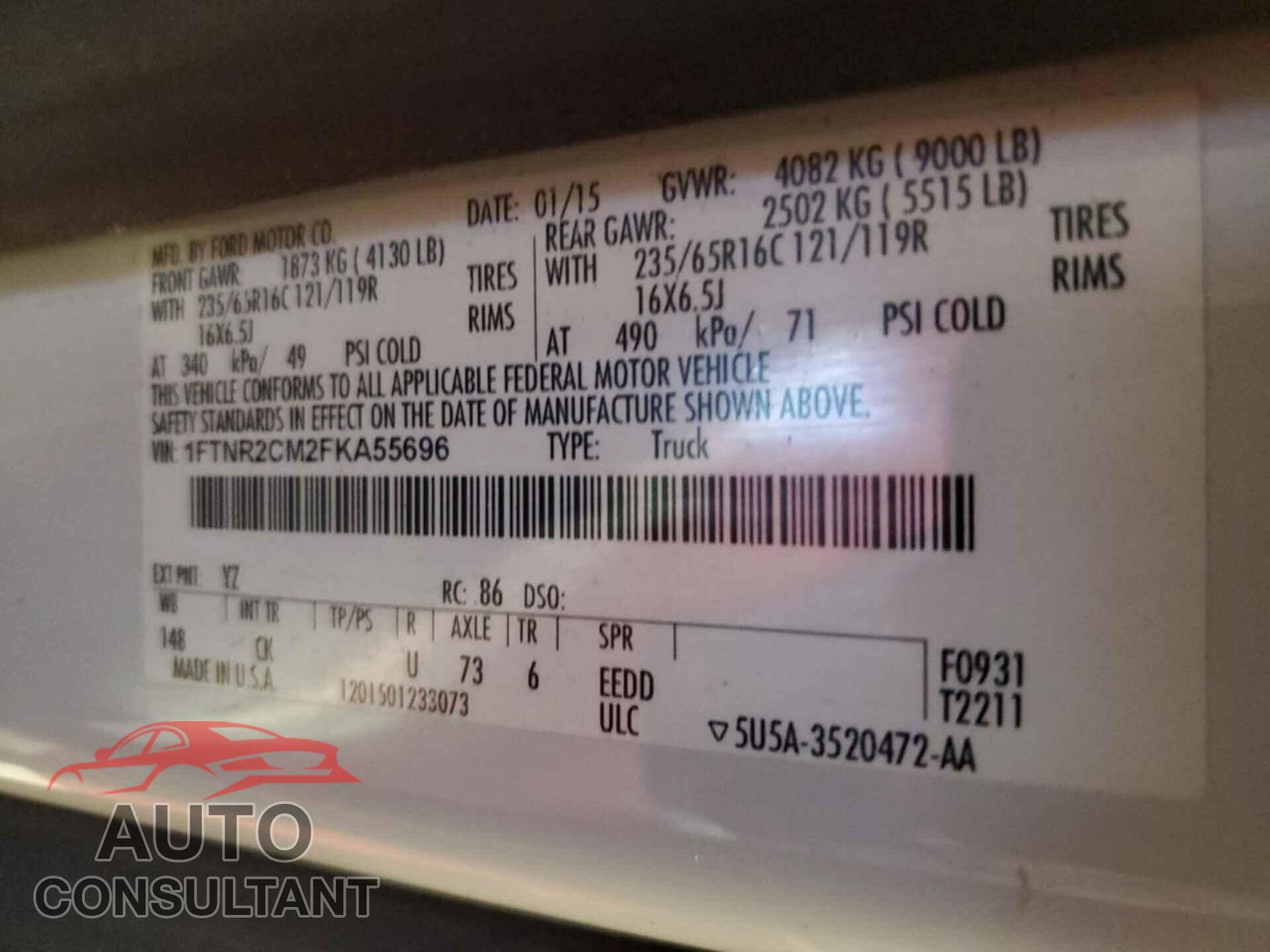 FORD TRANSIT 2015 - 1FTNR2CM2FKA55696