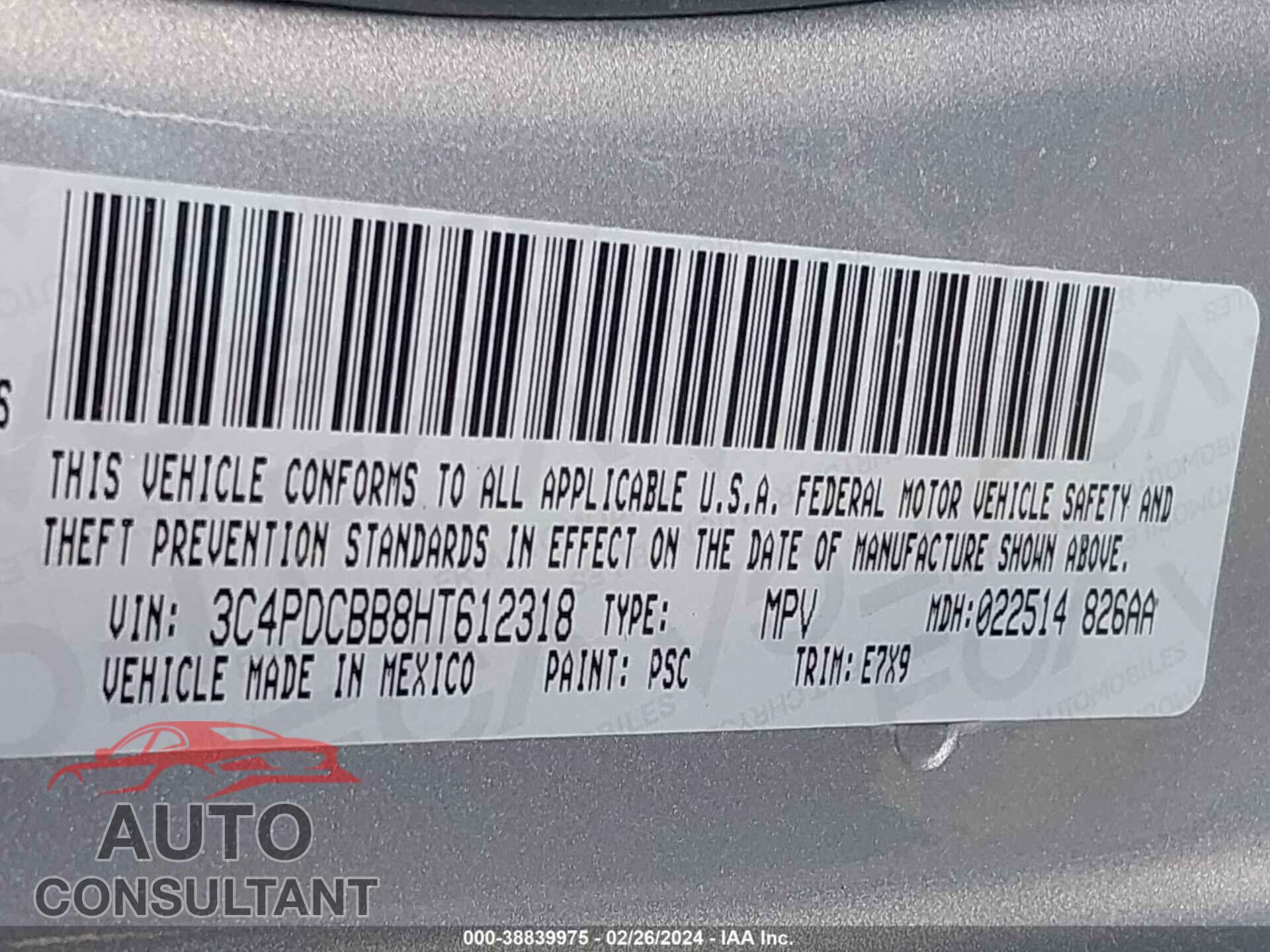 DODGE JOURNEY 2017 - 3C4PDCBB8HT612318
