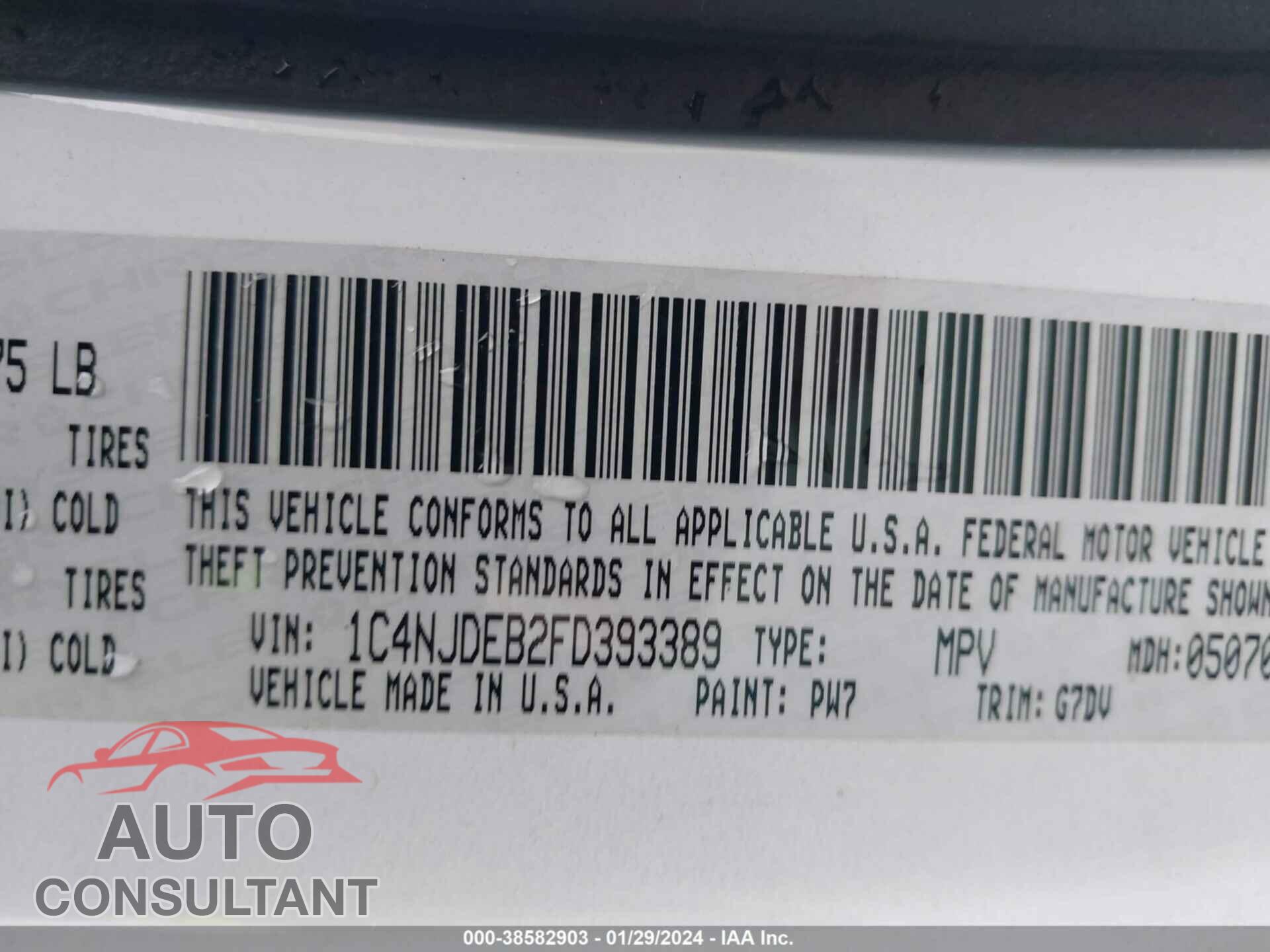 JEEP COMPASS 2015 - 1C4NJDEB2FD393389