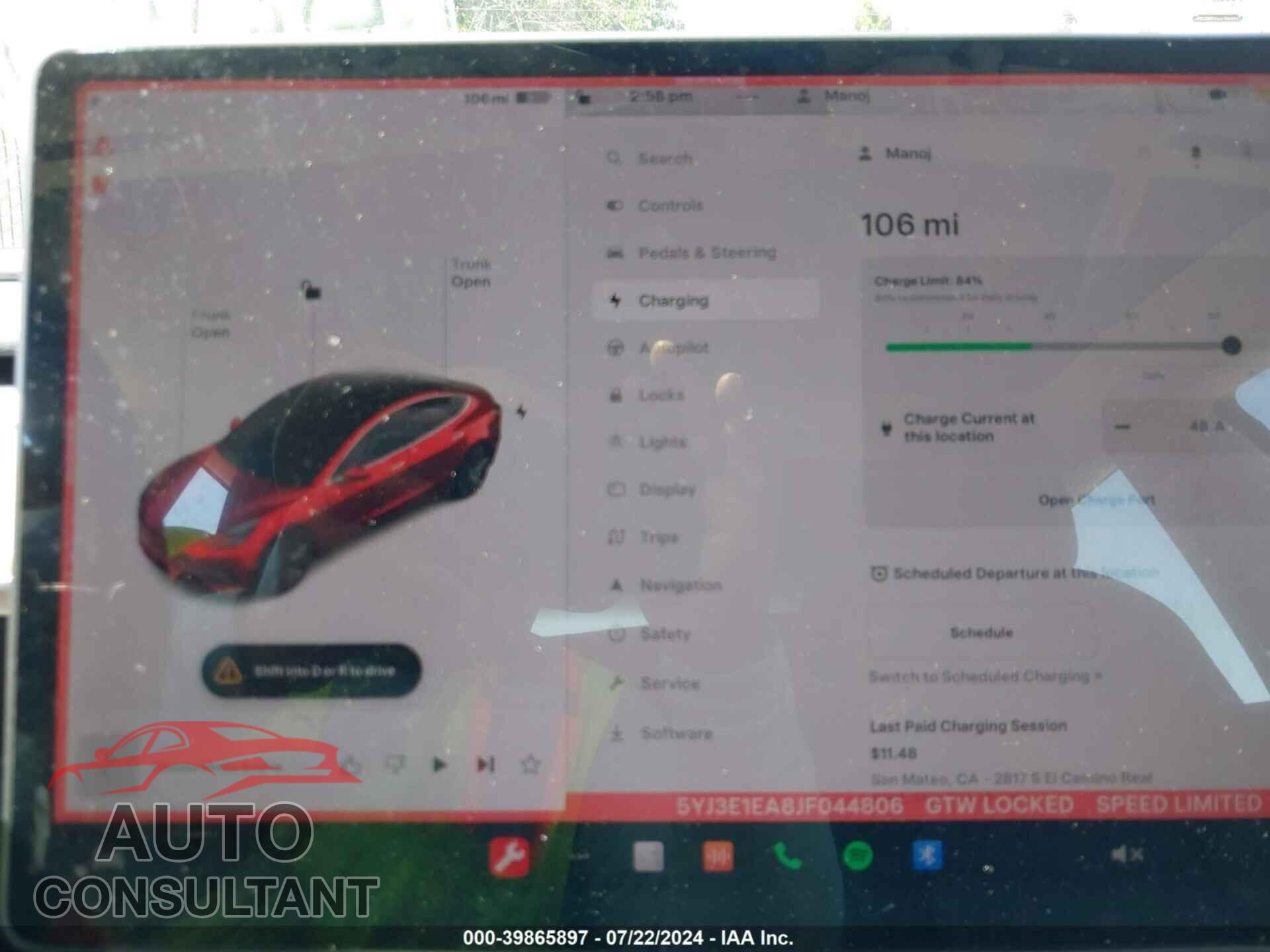 TESLA MODEL 3 2018 - 5YJ3E1EA8JF044806