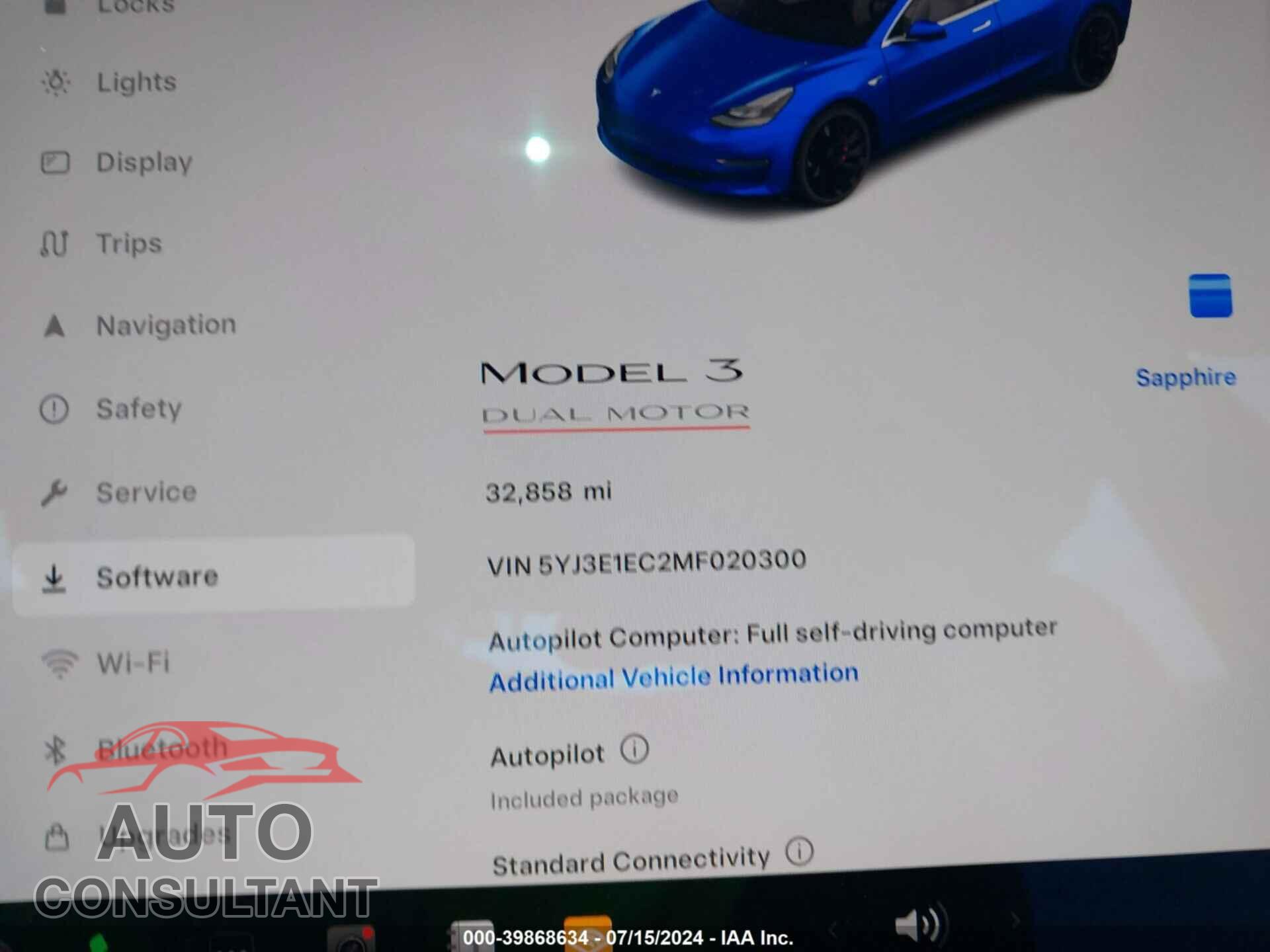 TESLA MODEL 3 2021 - 5YJ3E1EC2MF020300