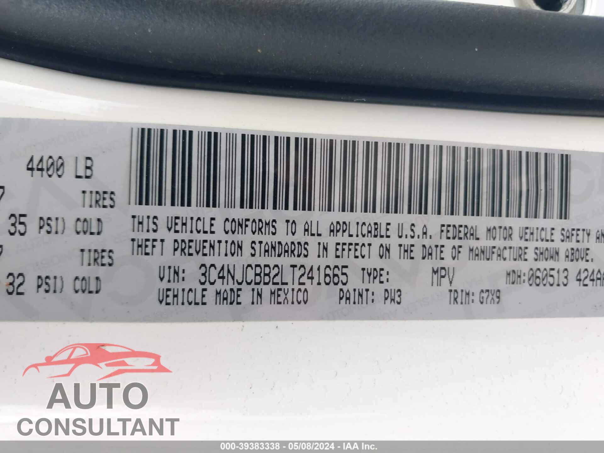 JEEP COMPASS 2020 - 3C4NJCBB2LT241665