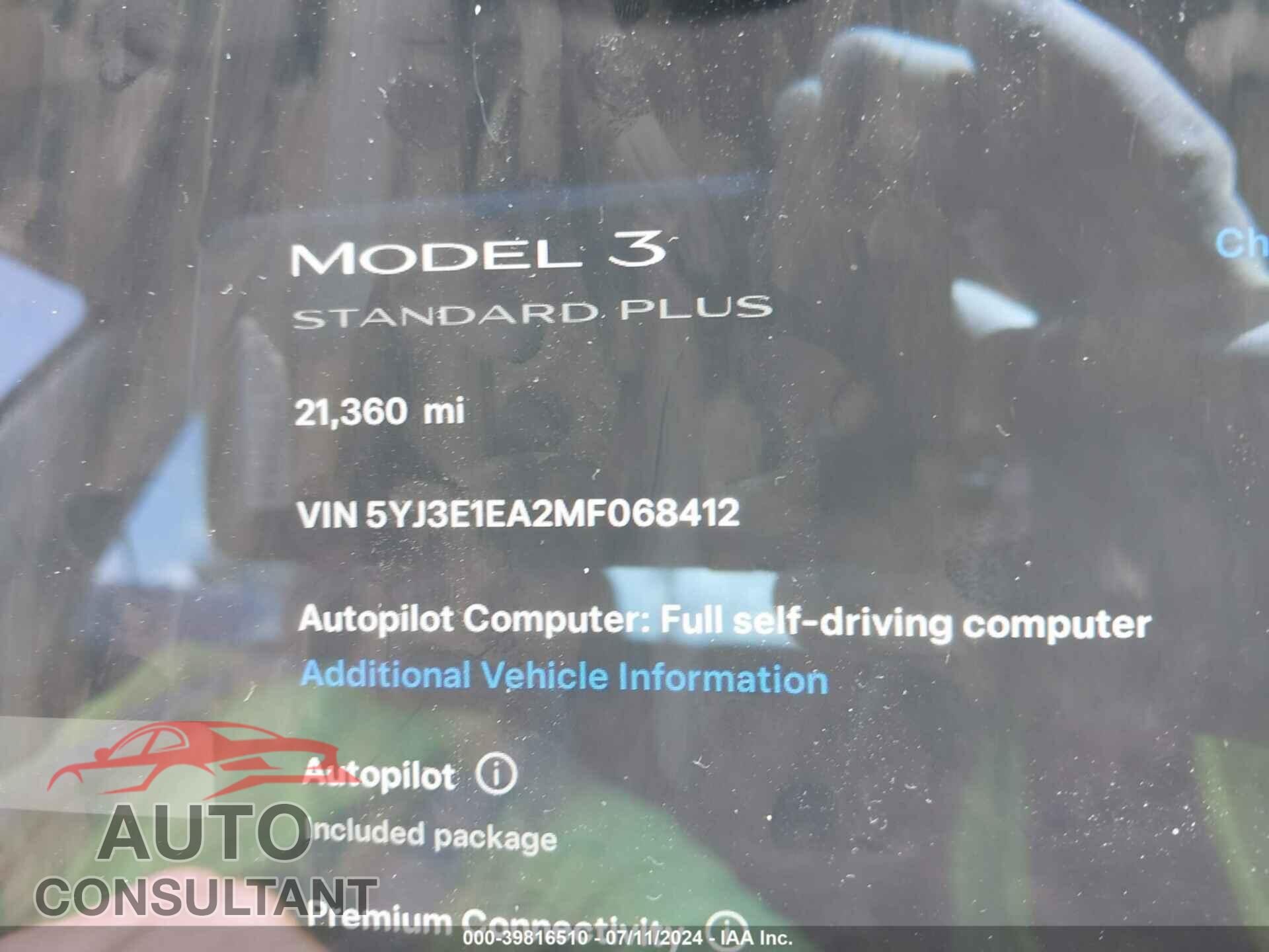 TESLA MODEL 3 2021 - 5YJ3E1EA2MF068412