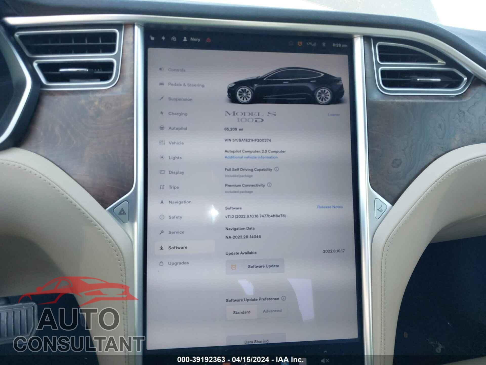 TESLA MODEL S 2017 - 5YJSA1E21HF200274