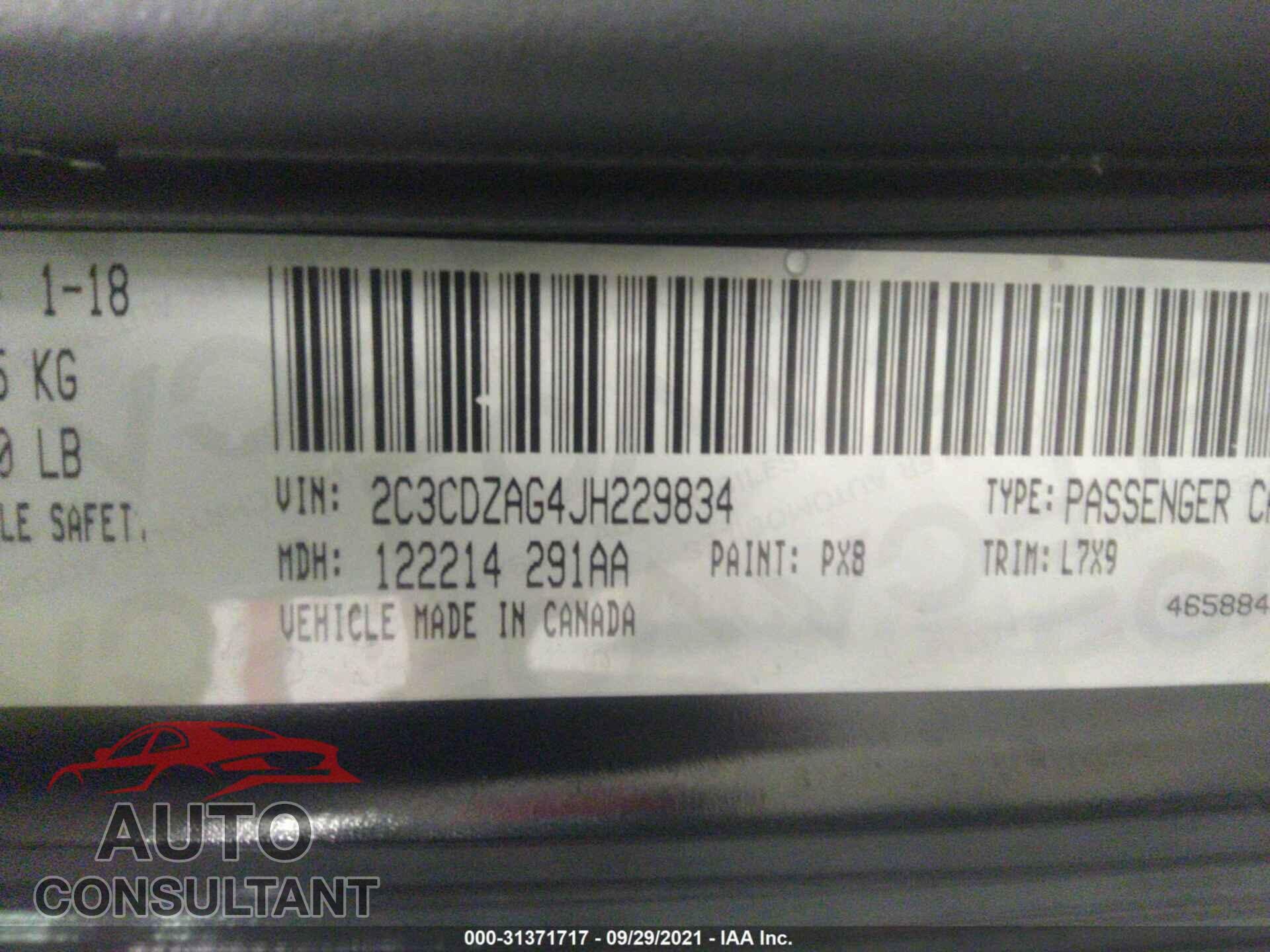 DODGE CHALLENGER 2018 - 2C3CDZAG4JH229834