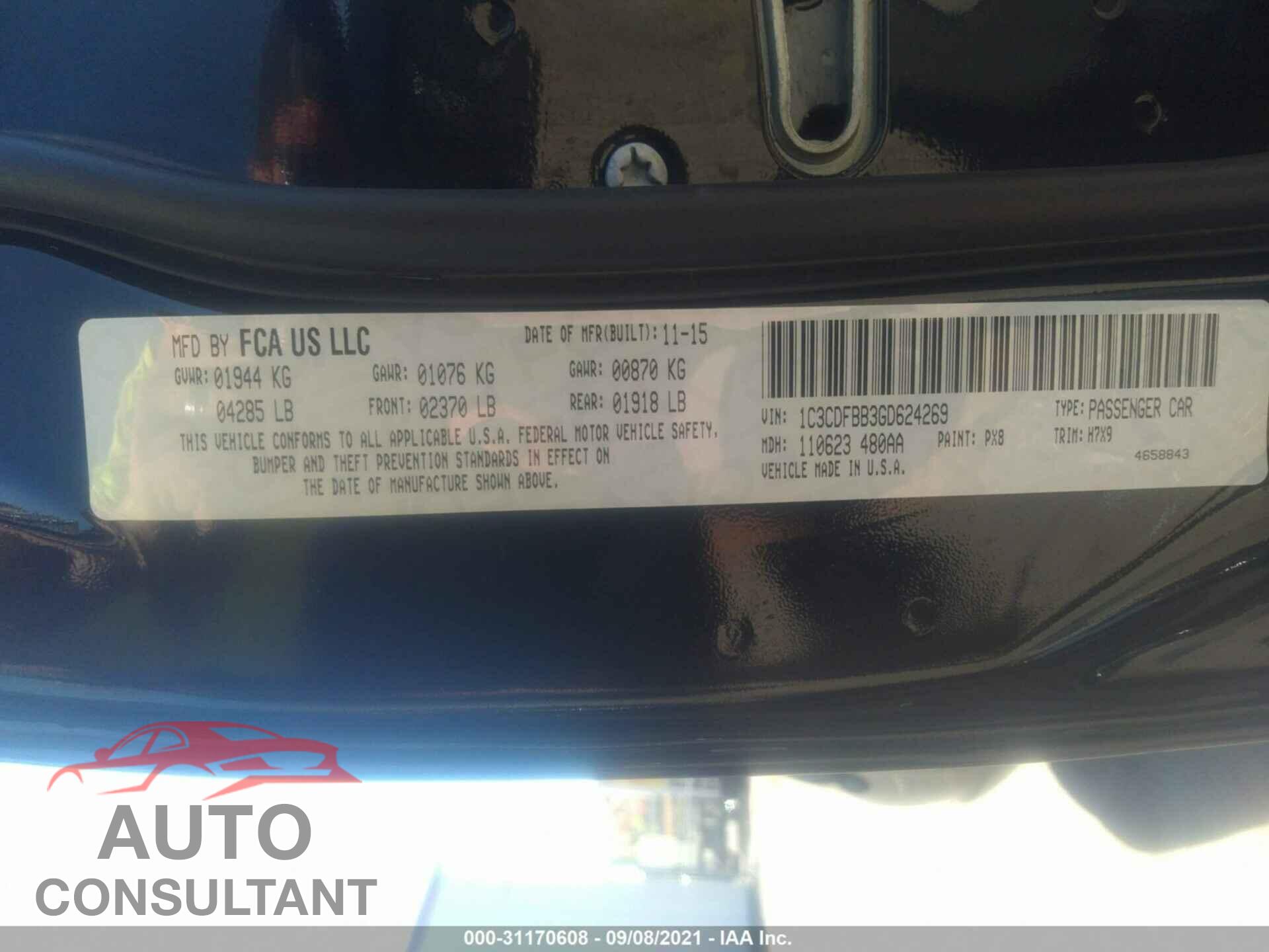 DODGE DART 2016 - 1C3CDFBB3GD624269