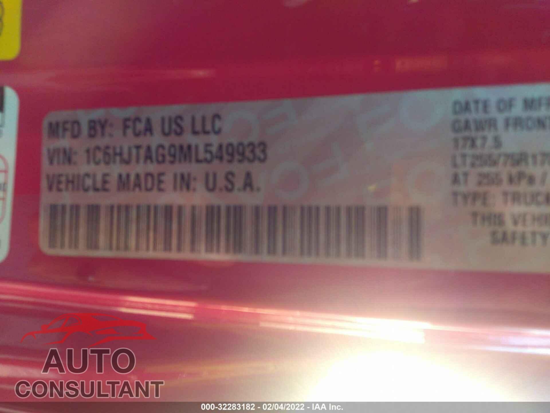 JEEP GLADIATOR 2021 - 1C6HJTAG9ML549933