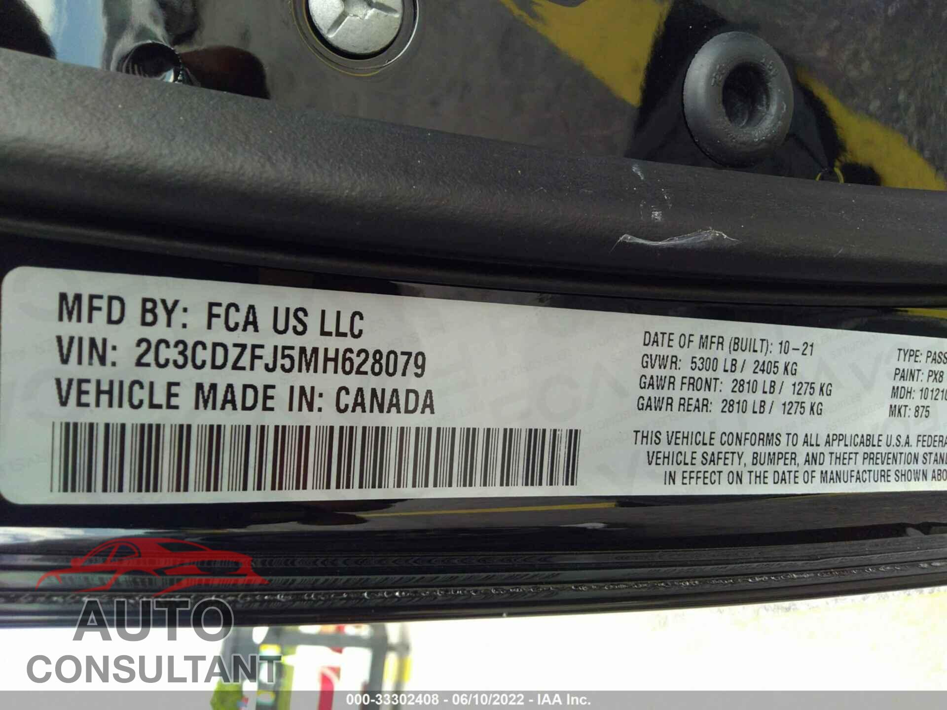 DODGE CHALLENGER 2021 - 2C3CDZFJ5MH628079