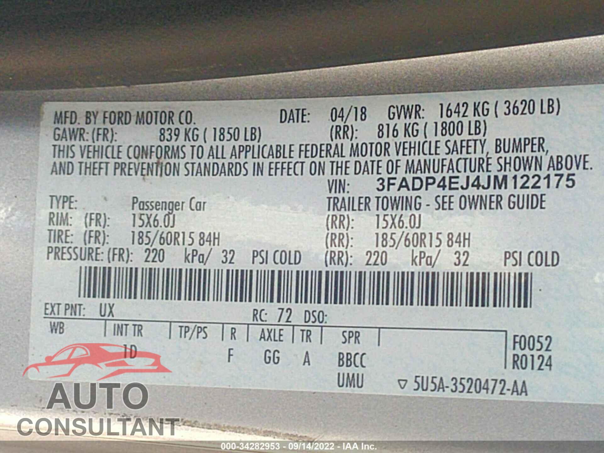 FORD FIESTA 2018 - 3FADP4EJ4JM122175