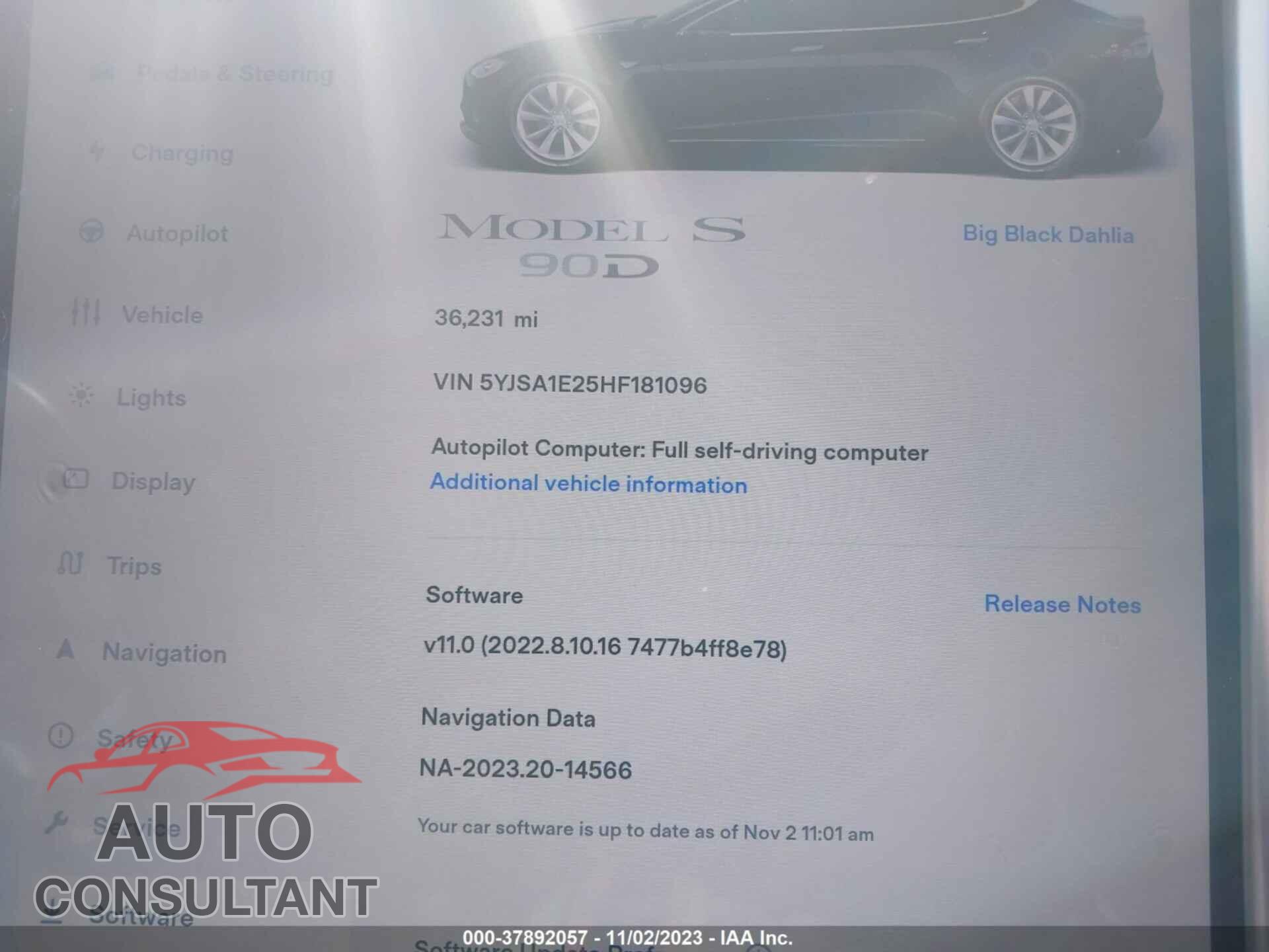 TESLA MODEL S 2017 - 5YJSA1E25HF181096
