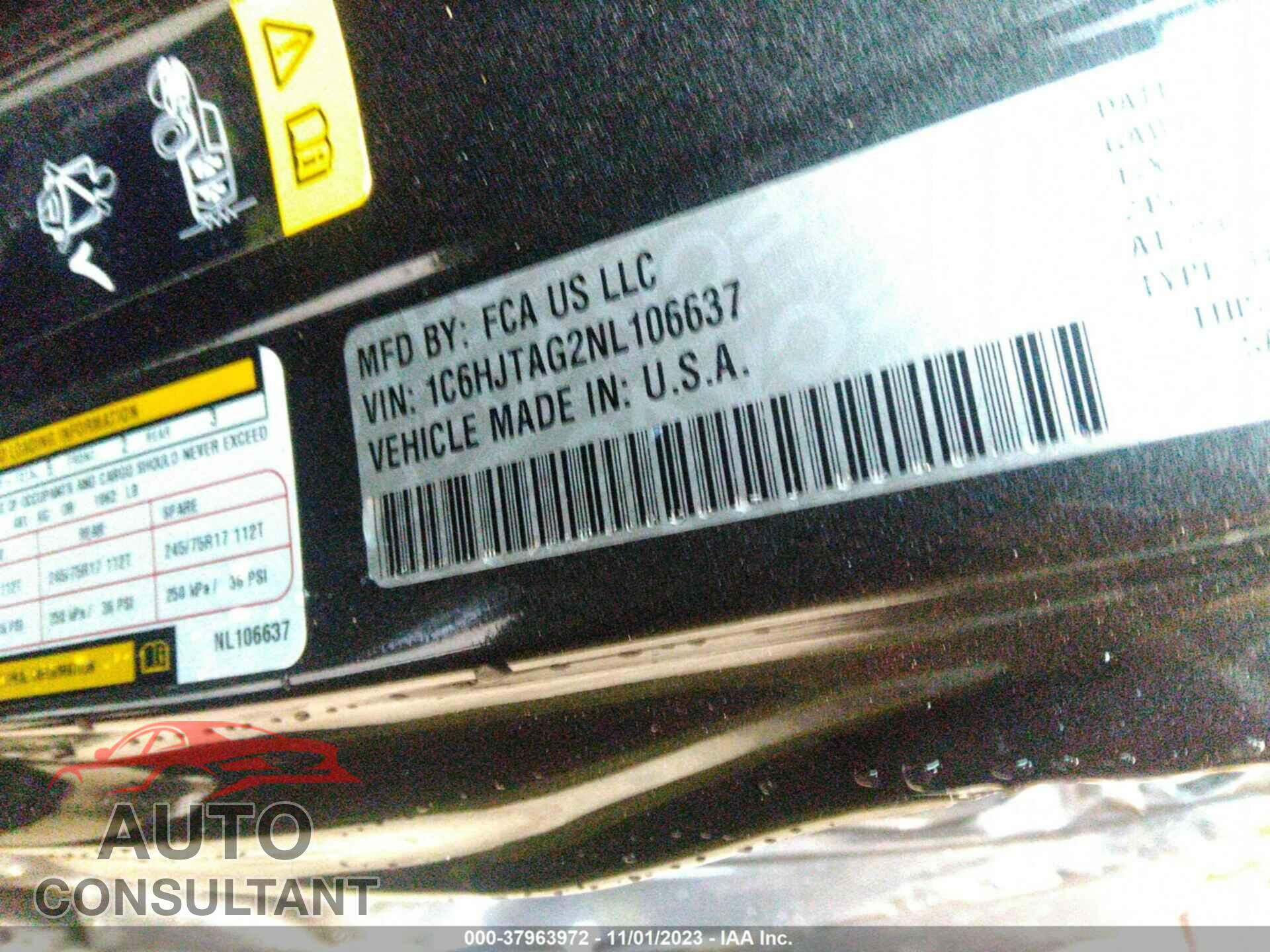 JEEP GLADIATOR 2022 - 1C6HJTAG2NL106637
