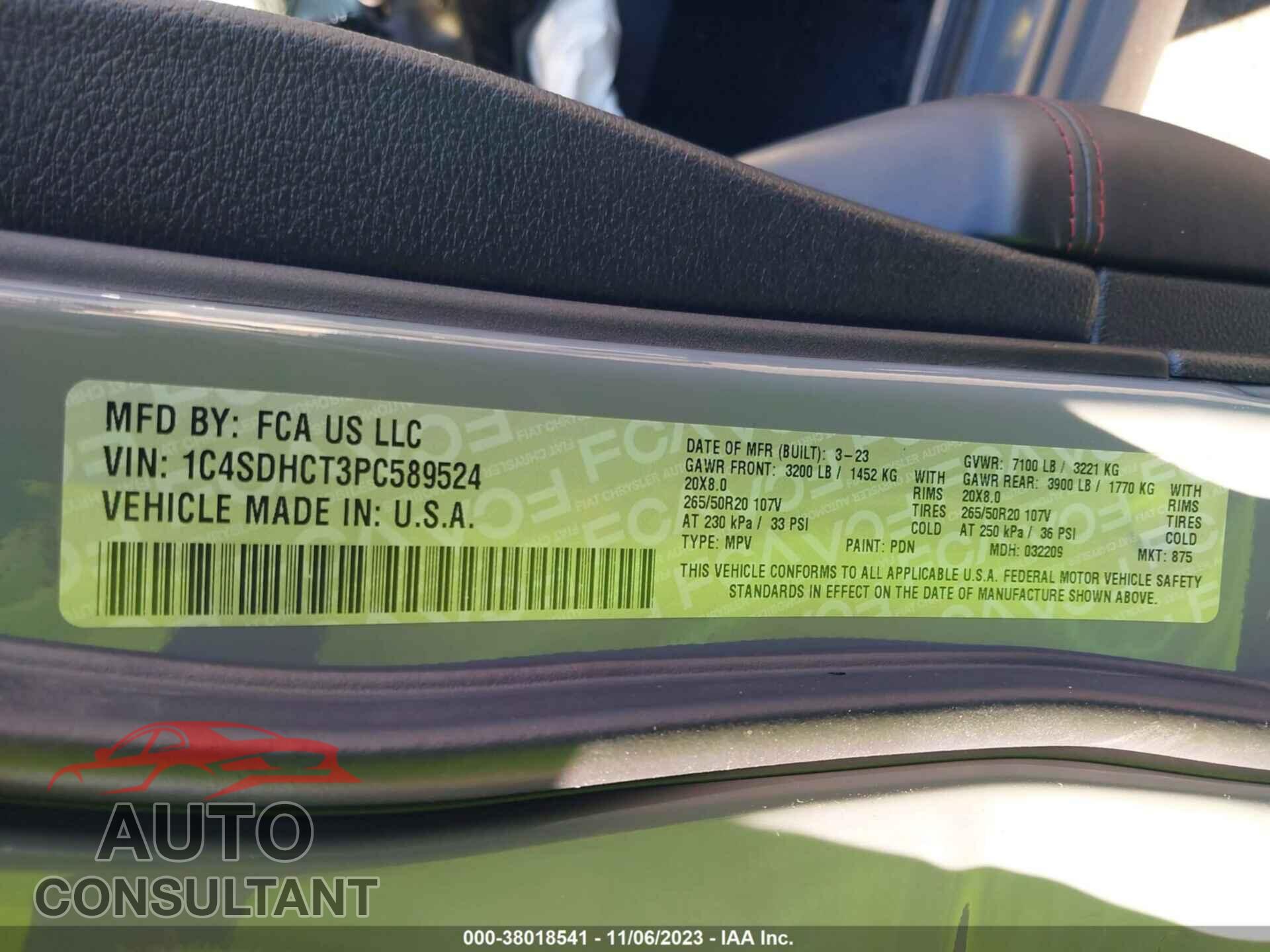 DODGE DURANGO 2023 - 1C4SDHCT3PC589524