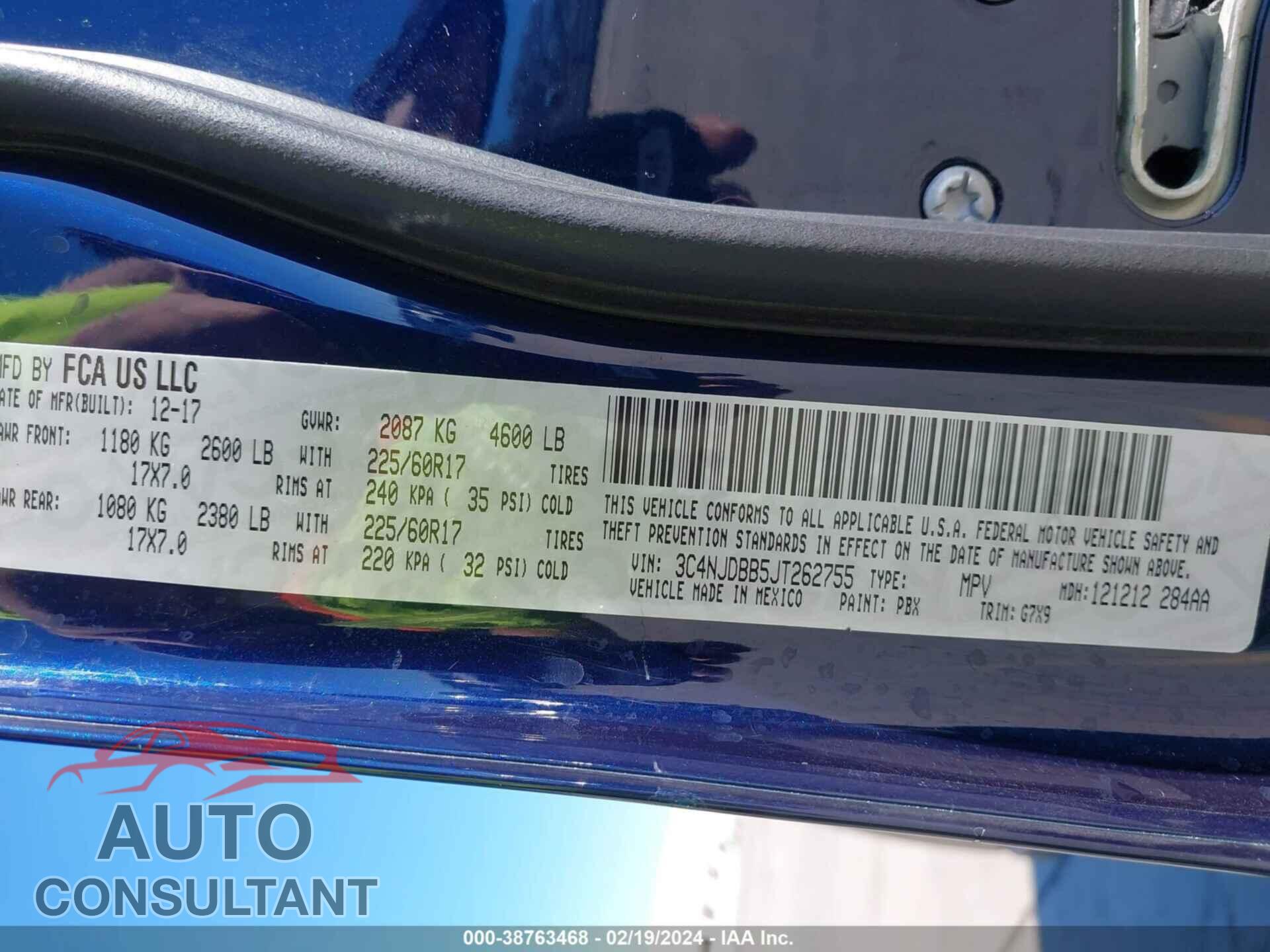 JEEP COMPASS 2018 - 3C4NJDBB5JT262755