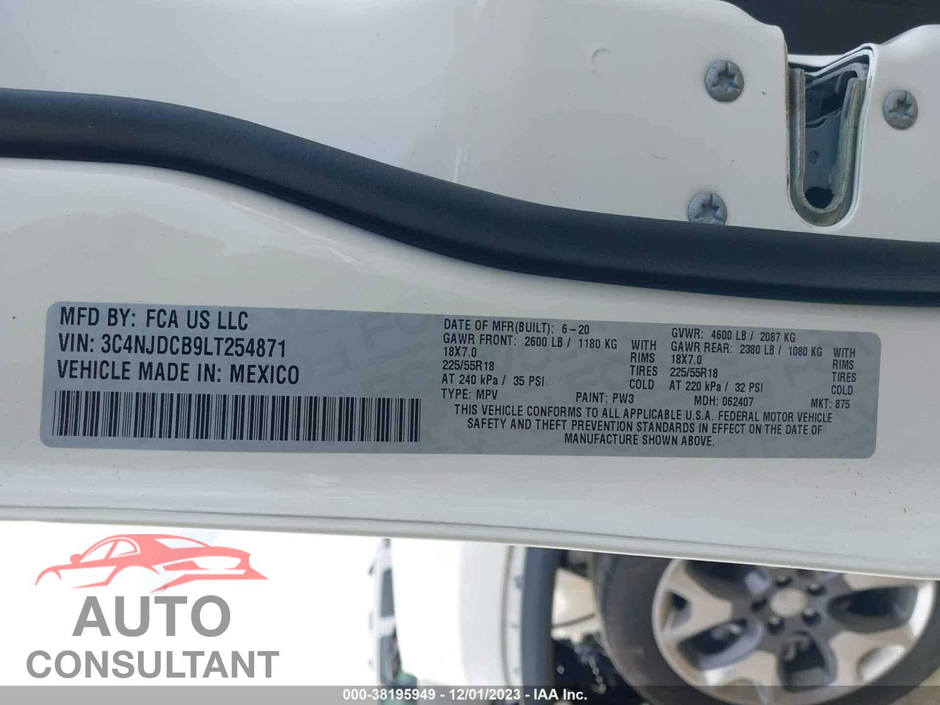 JEEP COMPASS 2020 - 3C4NJDCB9LT254871