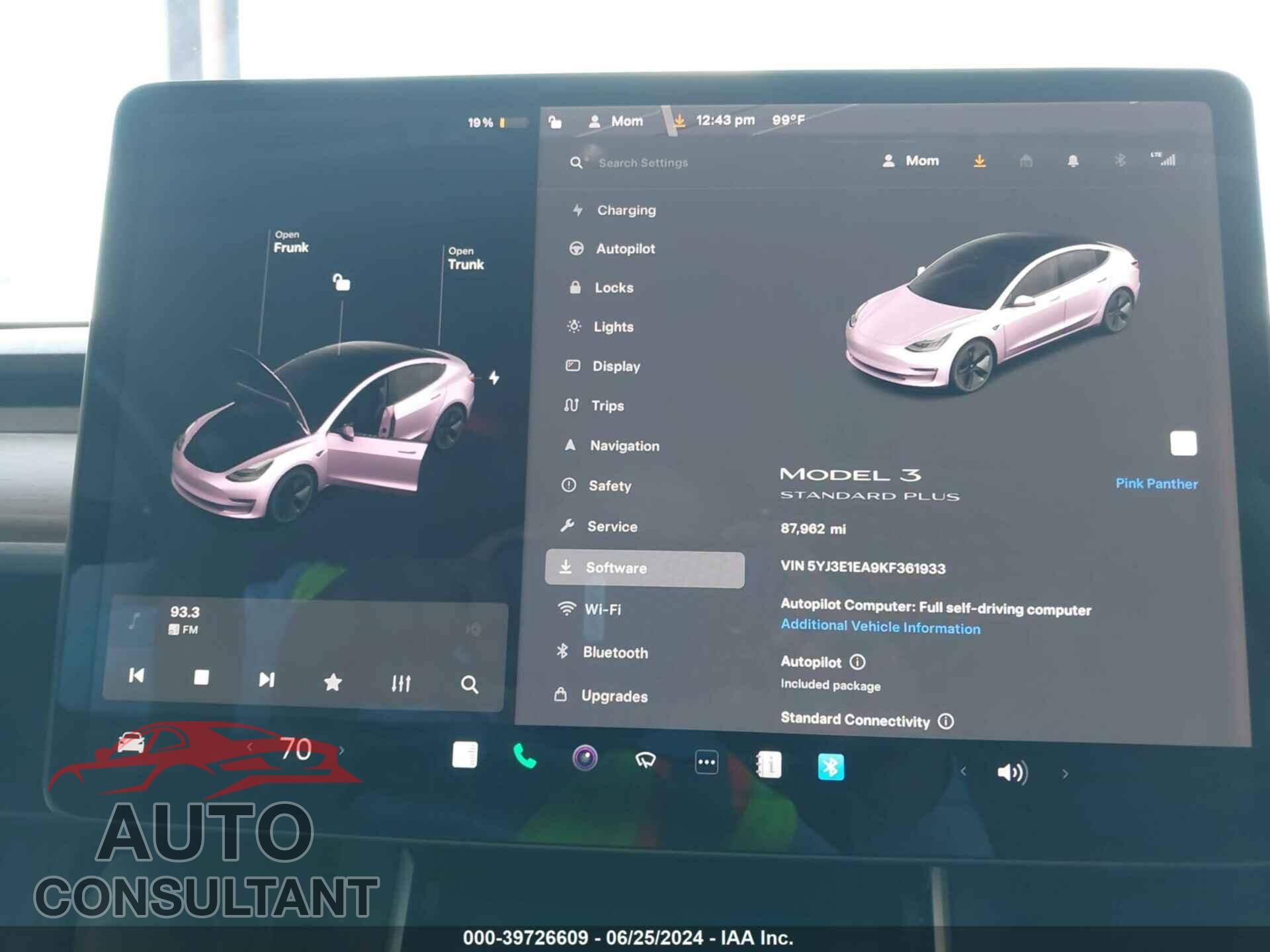 TESLA MODEL 3 2019 - 5YJ3E1EA9KF361933