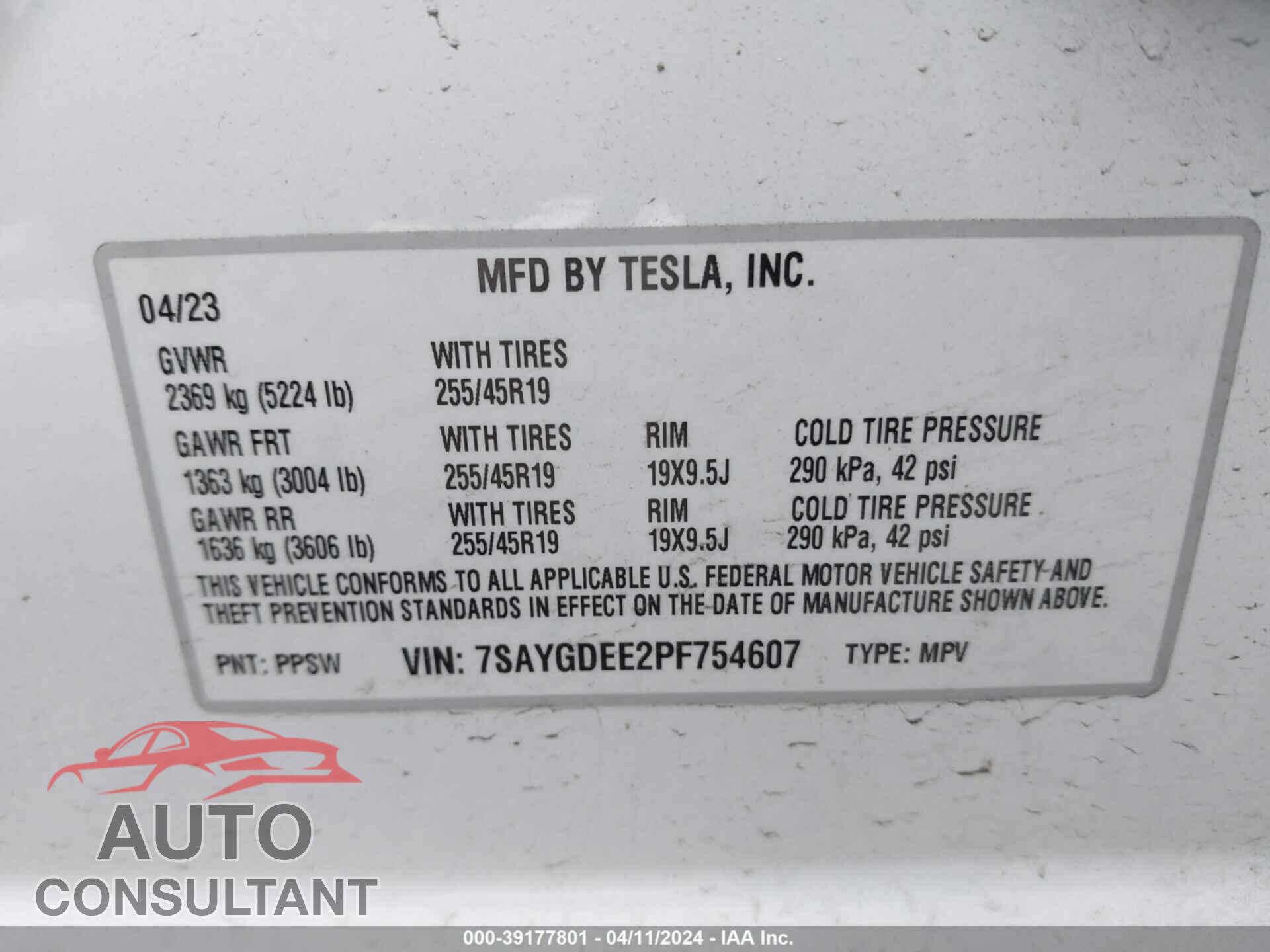 TESLA MODEL Y 2023 - 7SAYGDEE2PF754607