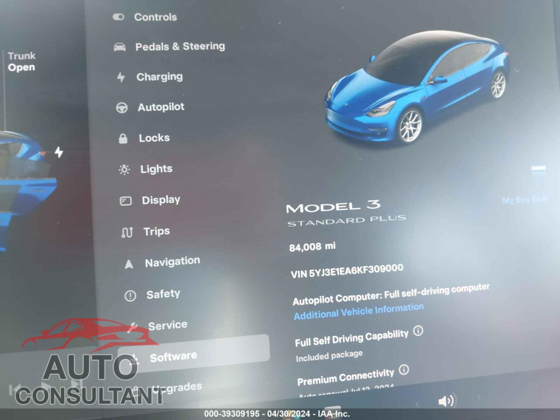 TESLA MODEL 3 2019 - 5YJ3E1EA6KF309000