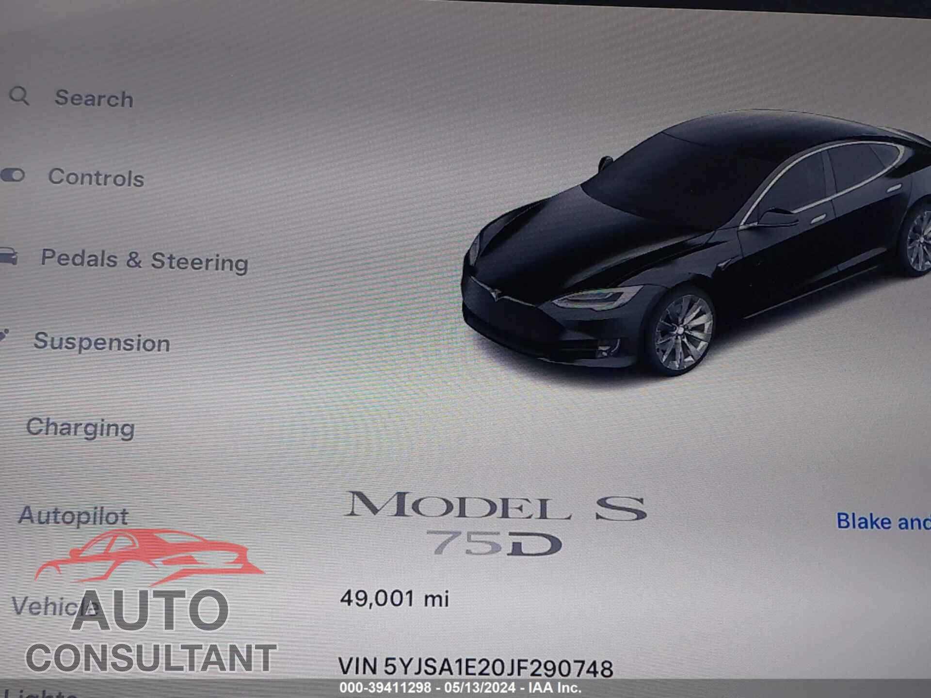 TESLA MODEL S 2018 - 5YJSA1E20JF290748
