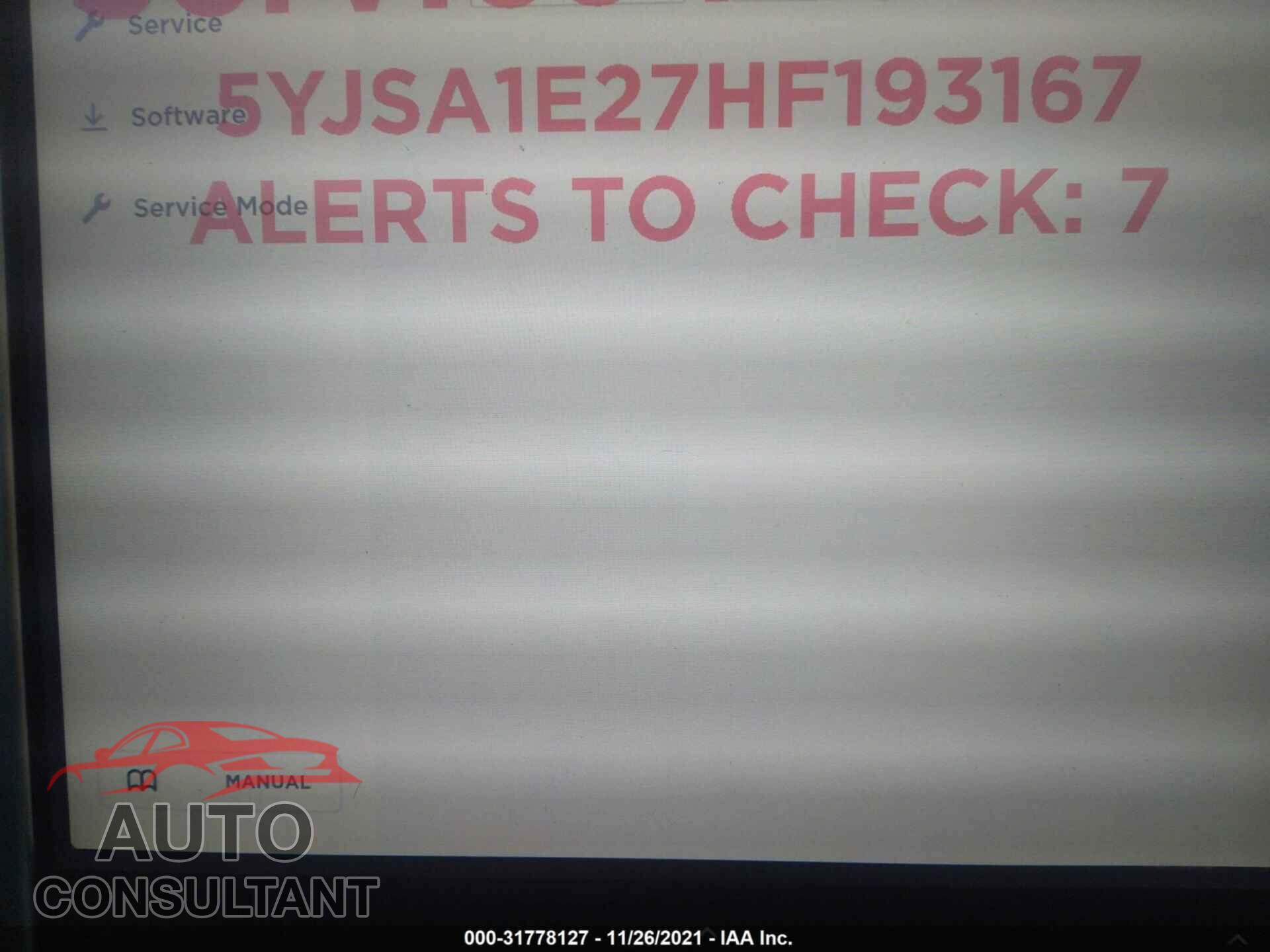 TESLA MODEL S 2017 - 5YJSA1E27HF193167