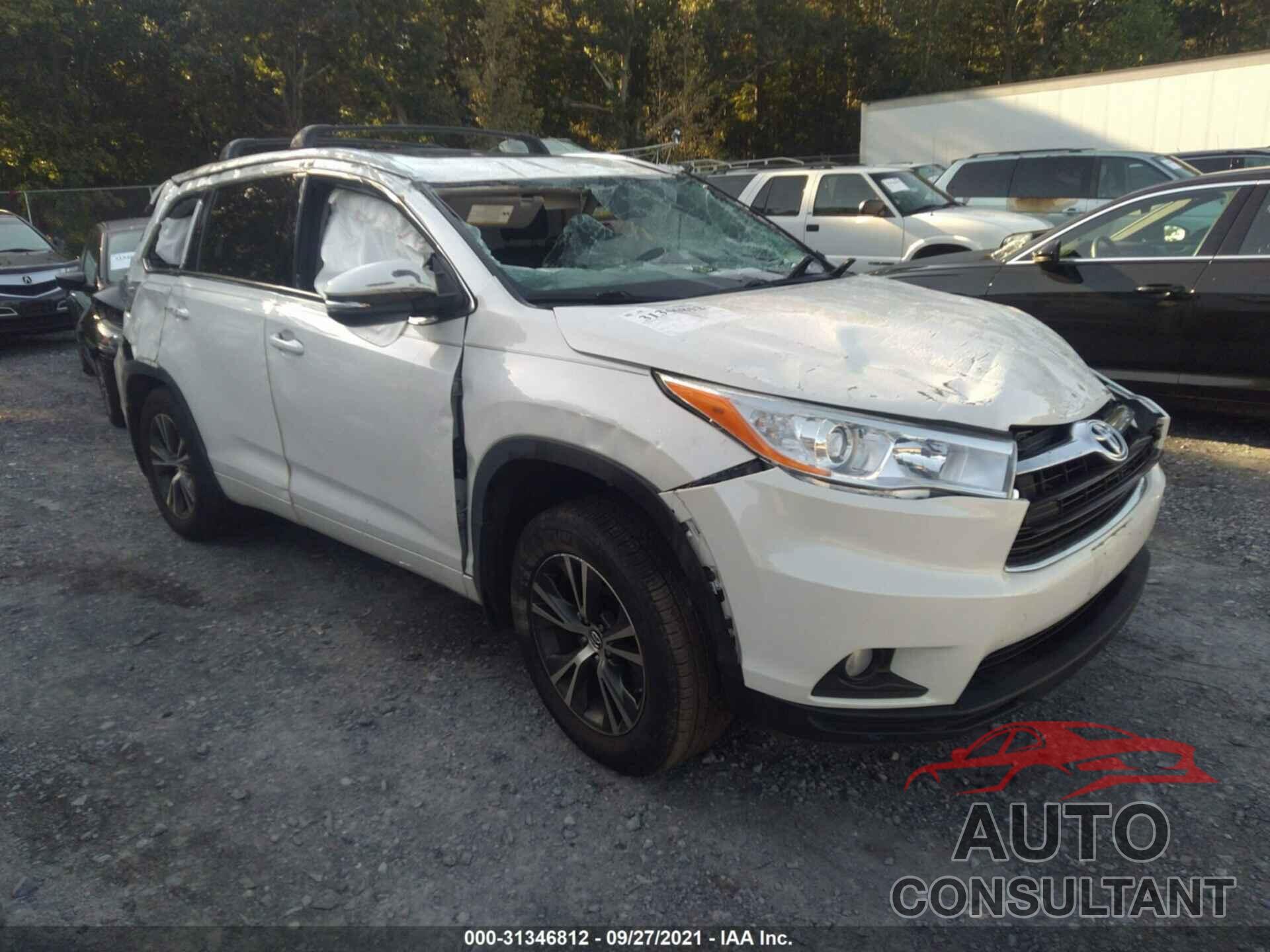 TOYOTA HIGHLANDER 2016 - 5TDJKRFH2GS254137