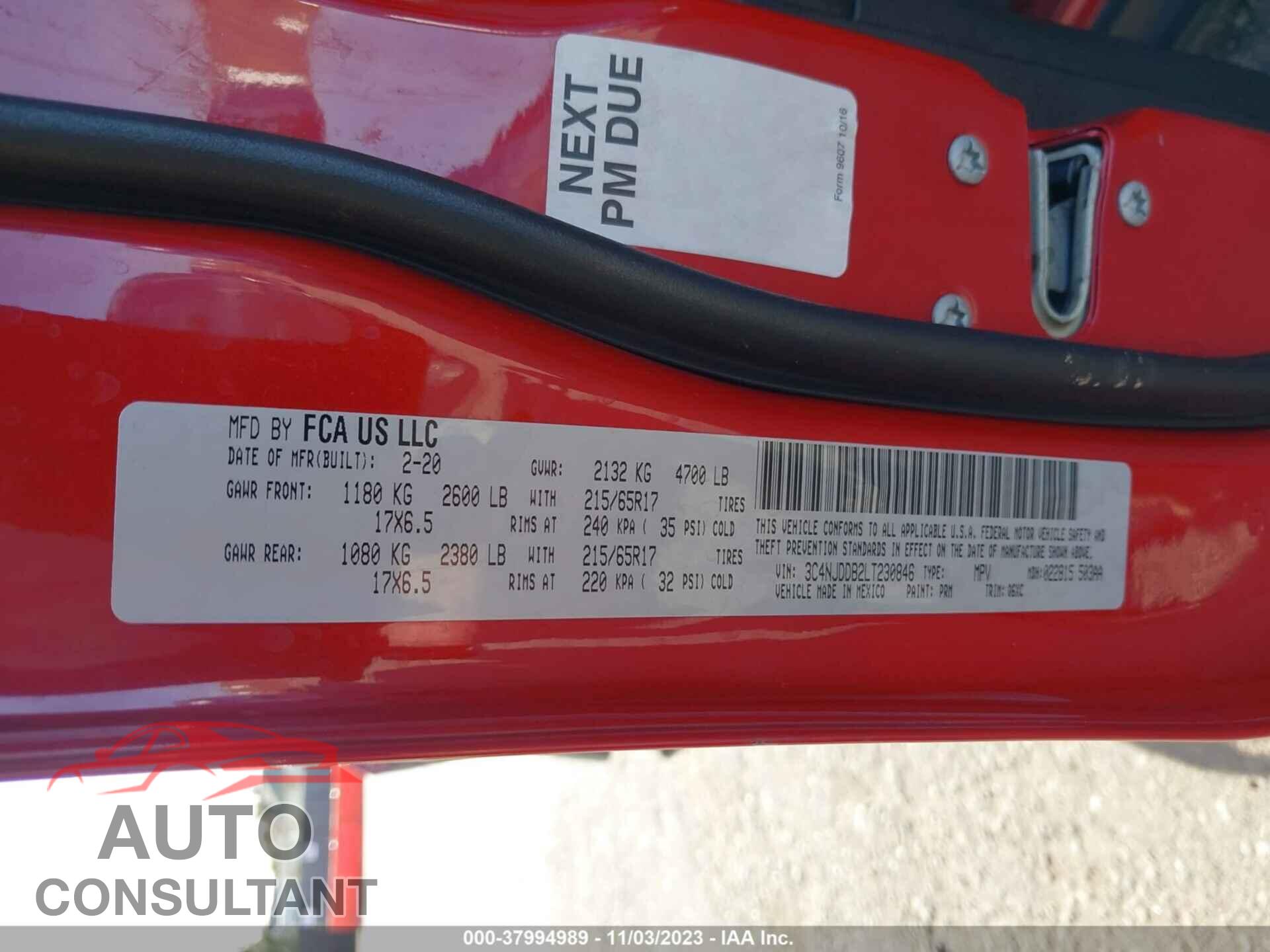 JEEP COMPASS 2020 - 3C4NJDDB2LT230846