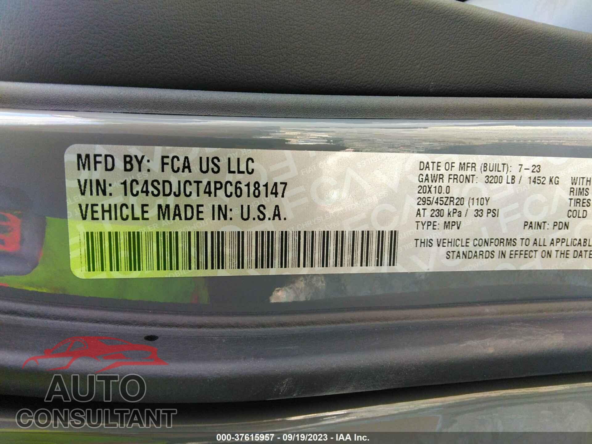 DODGE DURANGO 2023 - 1C4SDJCT4PC618147