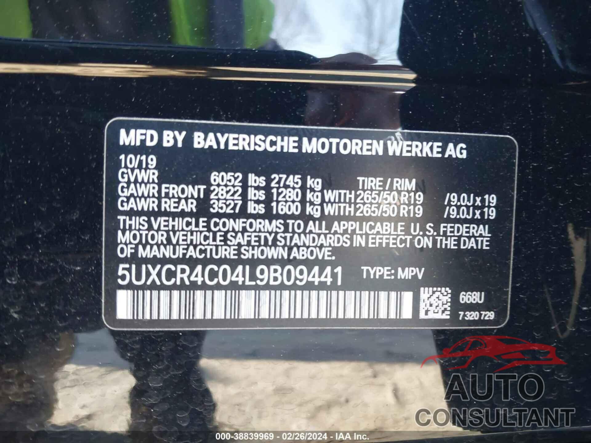 BMW X5 2020 - 5UXCR4C04L9B09441