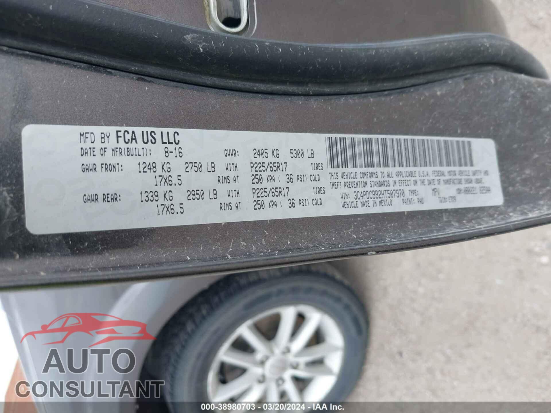 DODGE JOURNEY 2017 - 3C4PDCBB2HT507970