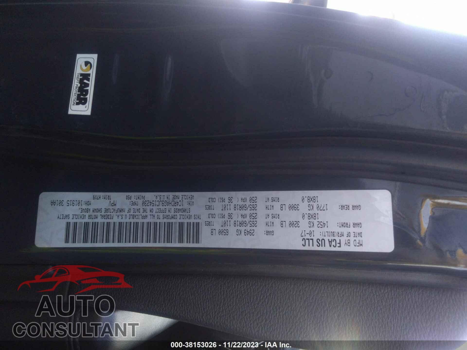 DODGE DURANGO 2018 - 1C4RDHAG9JC154230