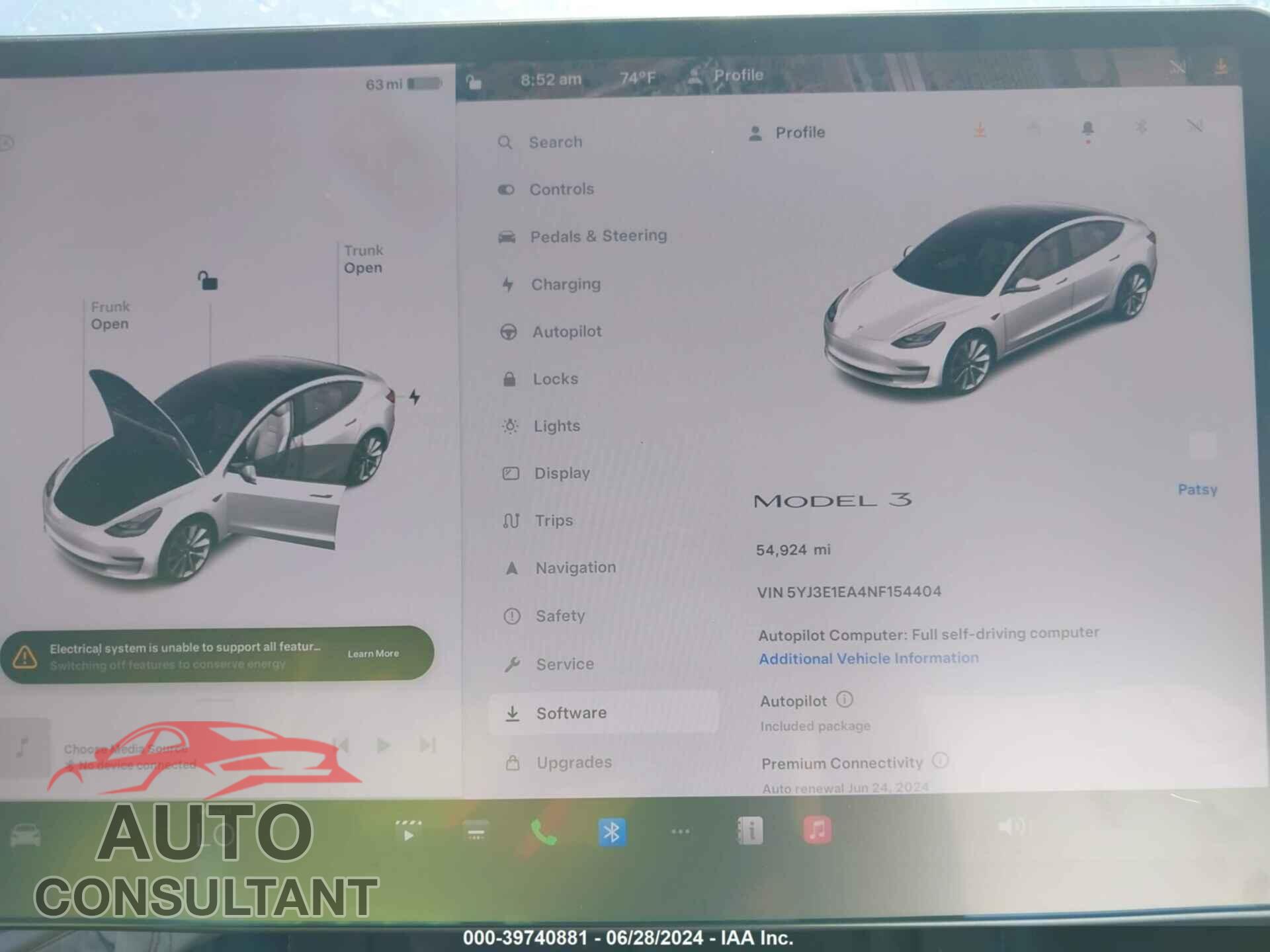 TESLA MODEL 3 2022 - 5YJ3E1EA4NF154404