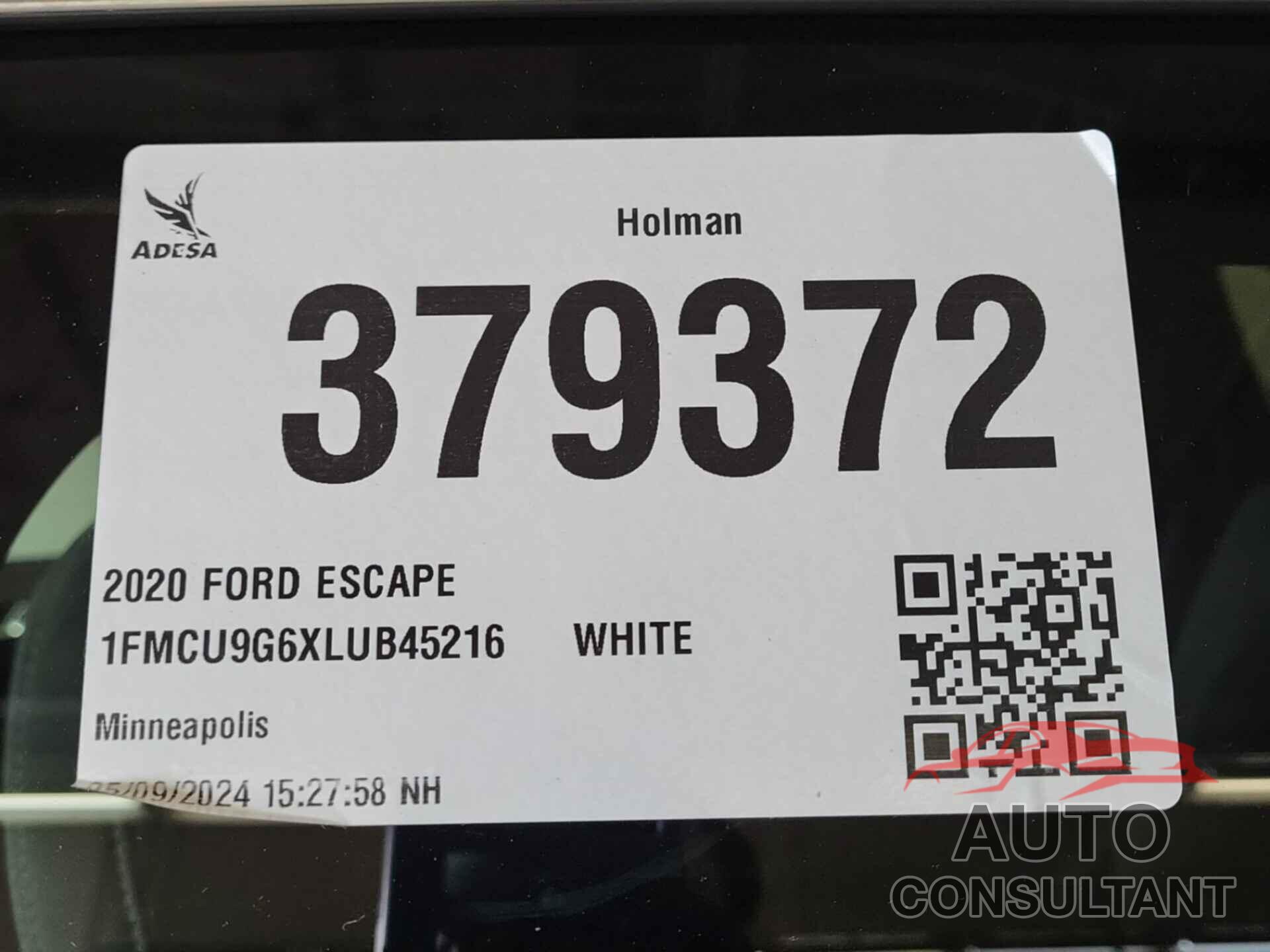 FORD ESCAPE 2020 - 1FMCU9G6XLUB45216