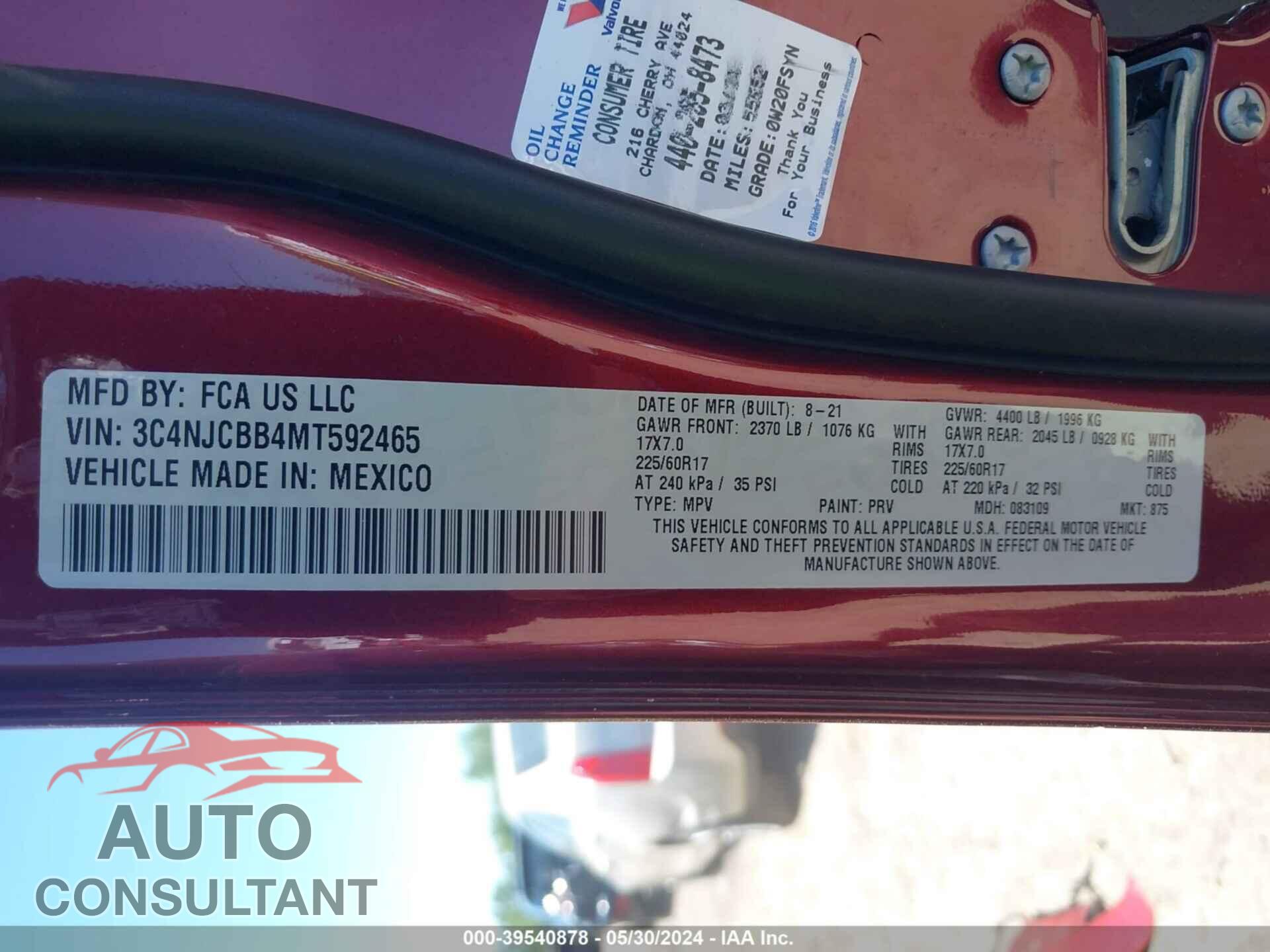 JEEP COMPASS 2021 - 3C4NJCBB4MT592465