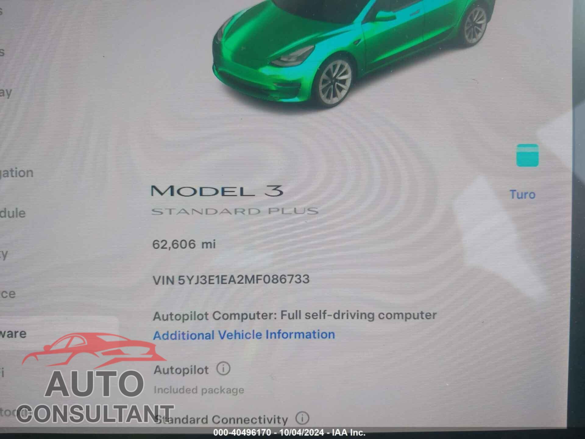 TESLA MODEL 3 2021 - 5YJ3E1EA2MF086733