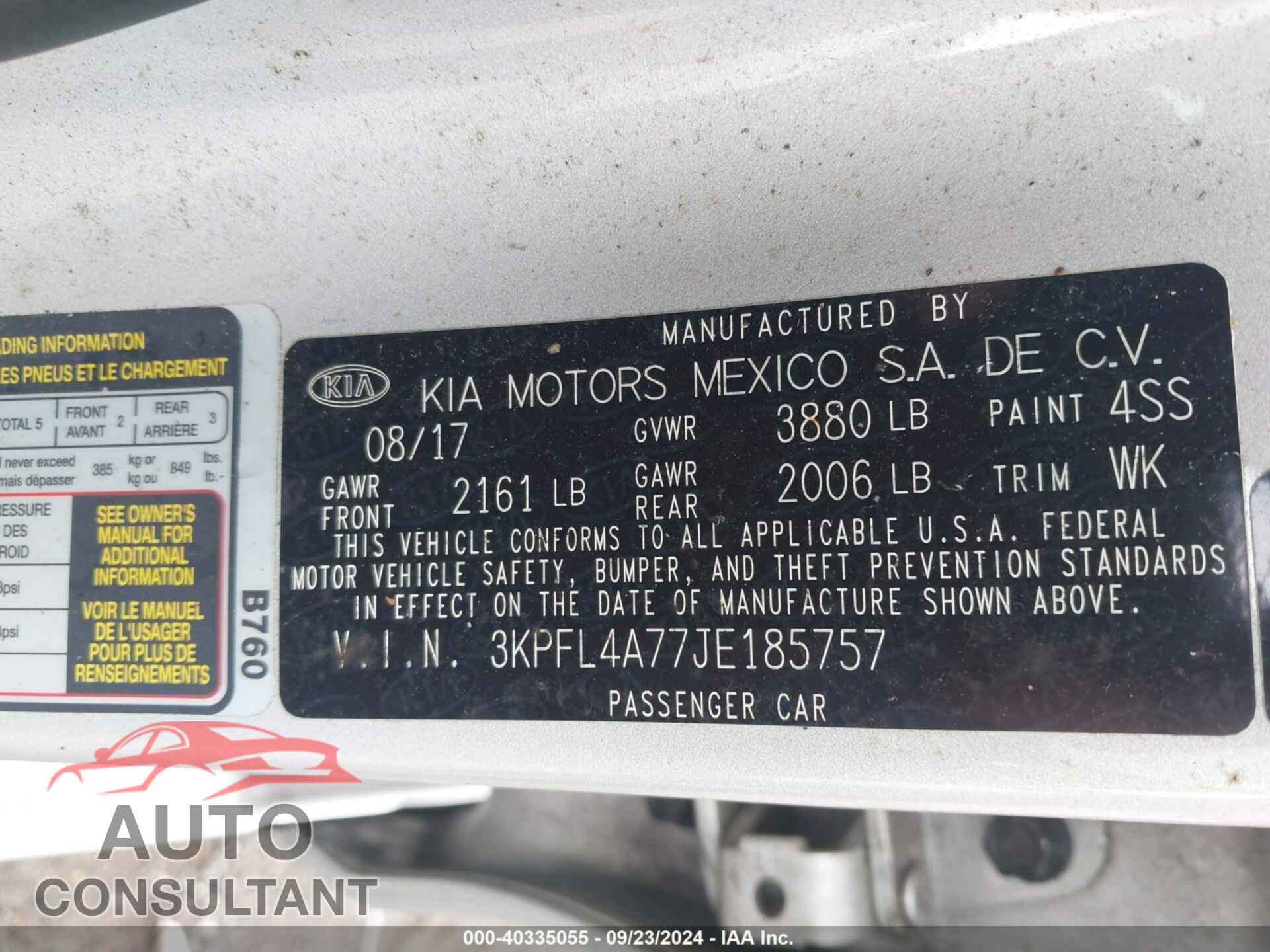 KIA FORTE 2018 - 3KPFL4A77JE185757